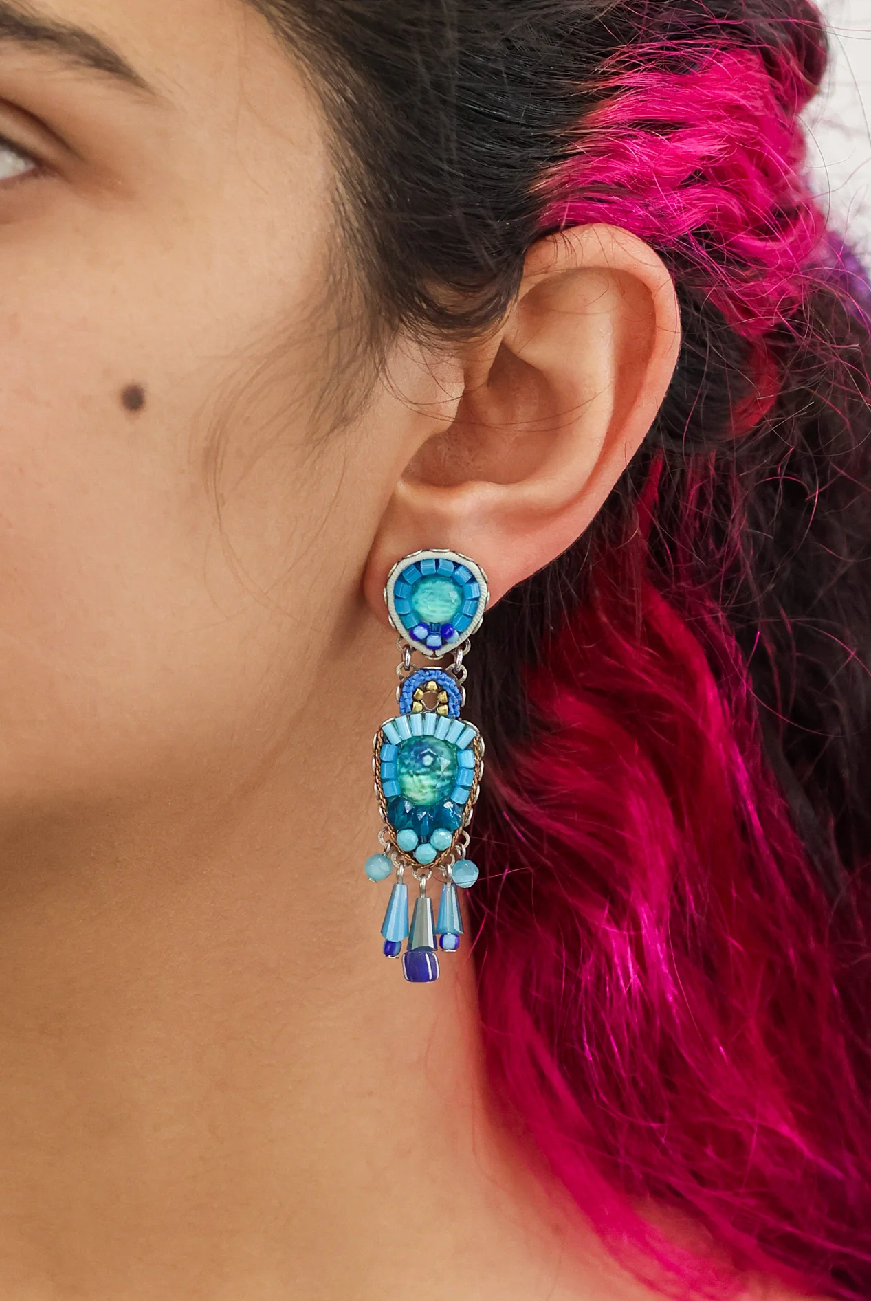 Blue Bayou Set, Artistic Blue Earrings, Cloudless - Image 2