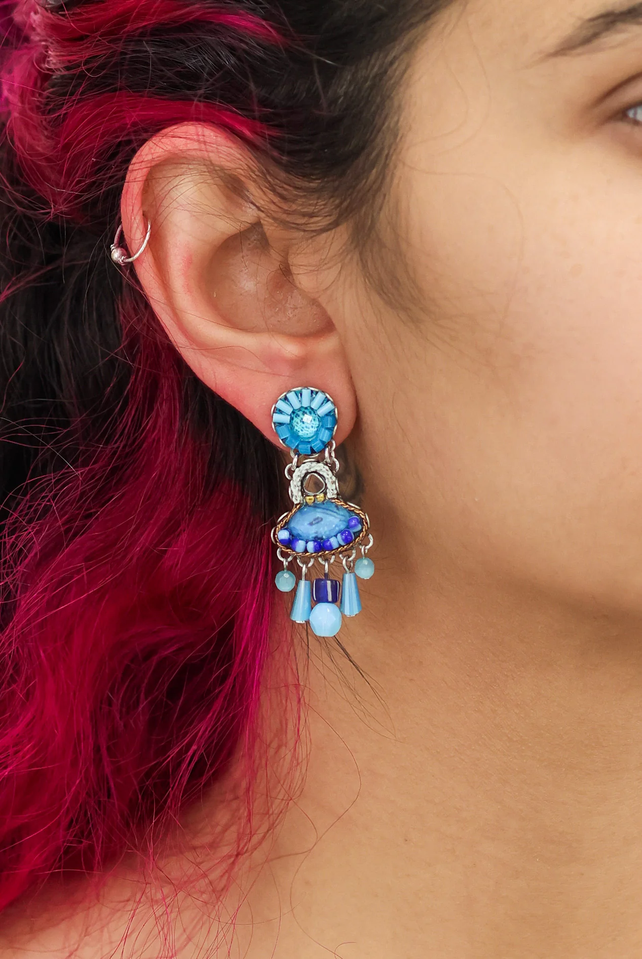 Blue Bayou Set, Blue Beaded Earrings, Horizon - Image 2