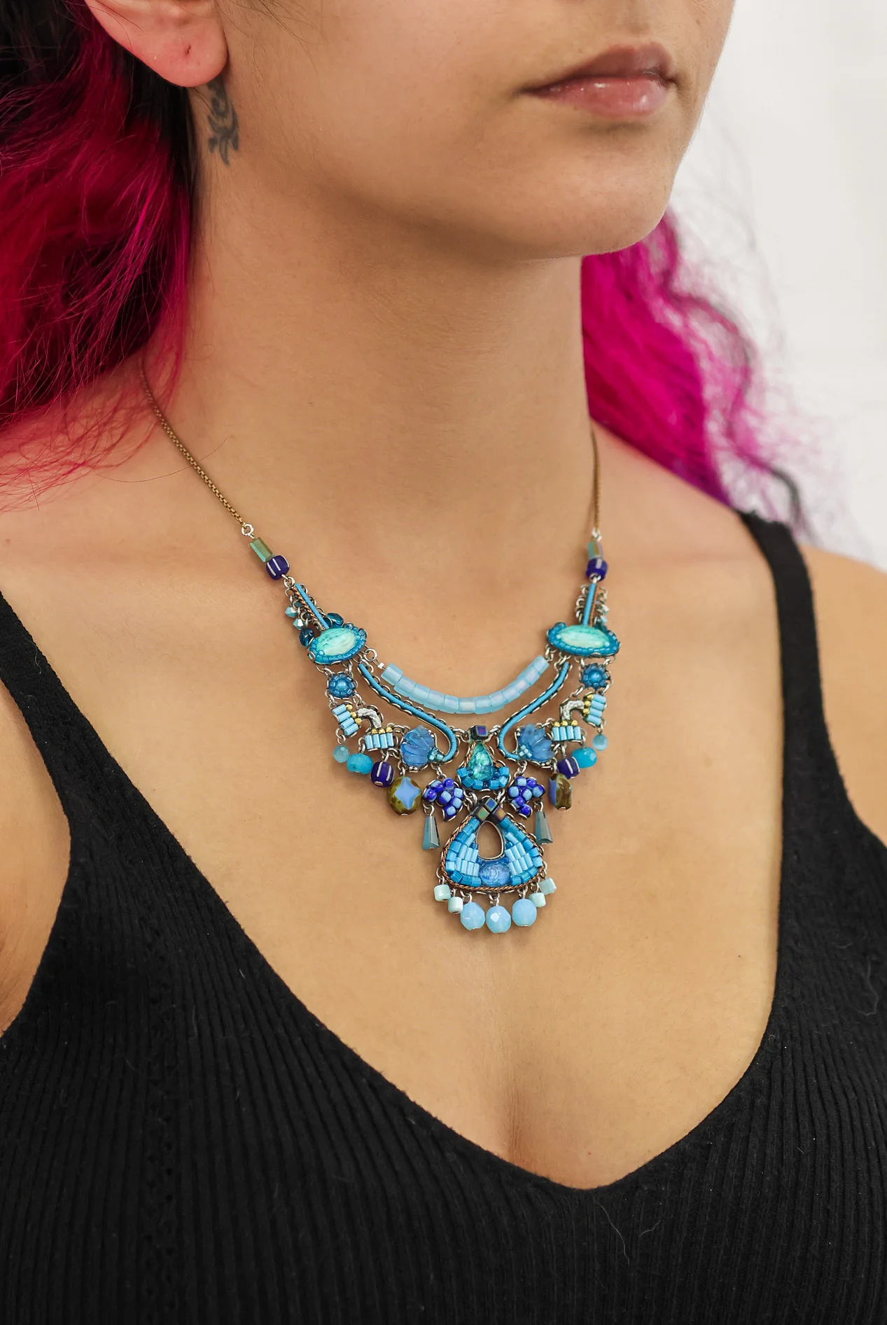 Blue Bayou Set, Blue Beaded  Necklace, Daylight - Image 2