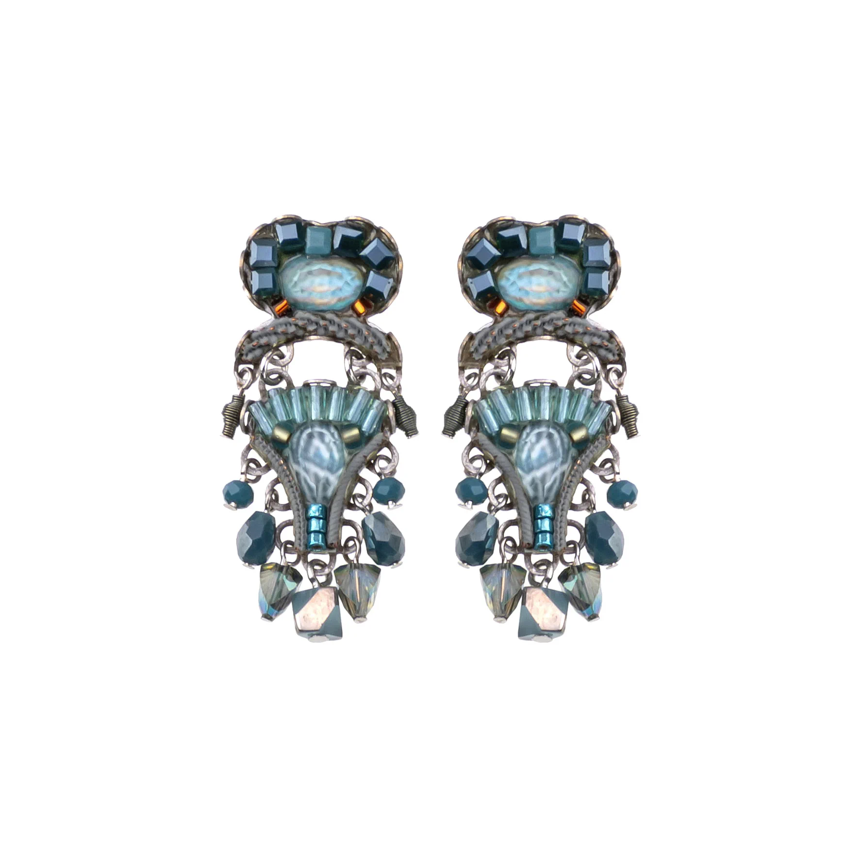 Blue Beaded Earrings Moonlight Set, Toivo