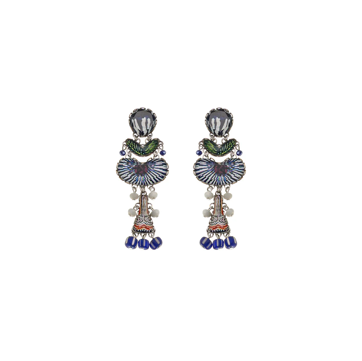 Blue Domes Set, Blue Glass Earrings, Paros