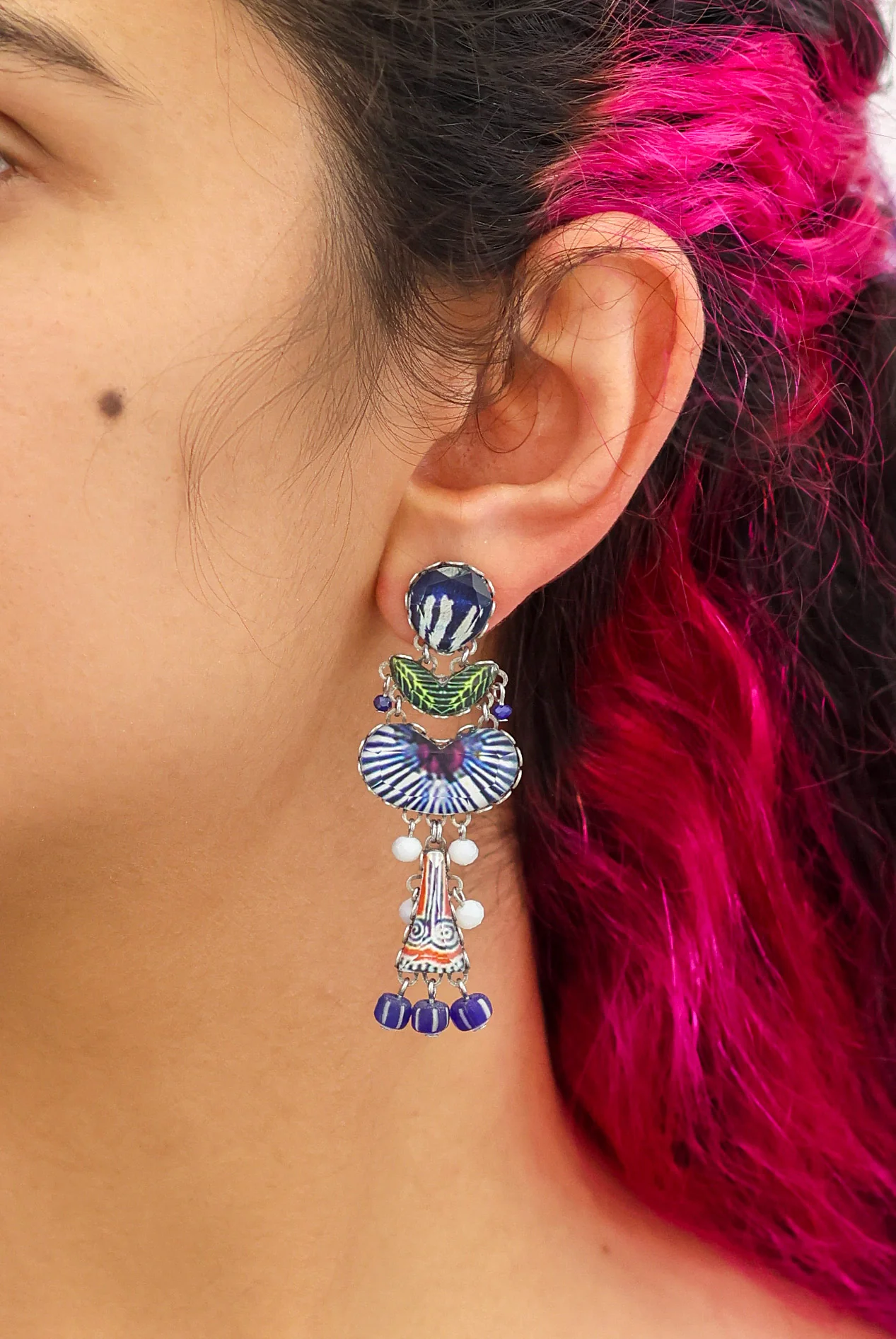 Blue Domes Set, Blue Glass Earrings, Paros - Image 2