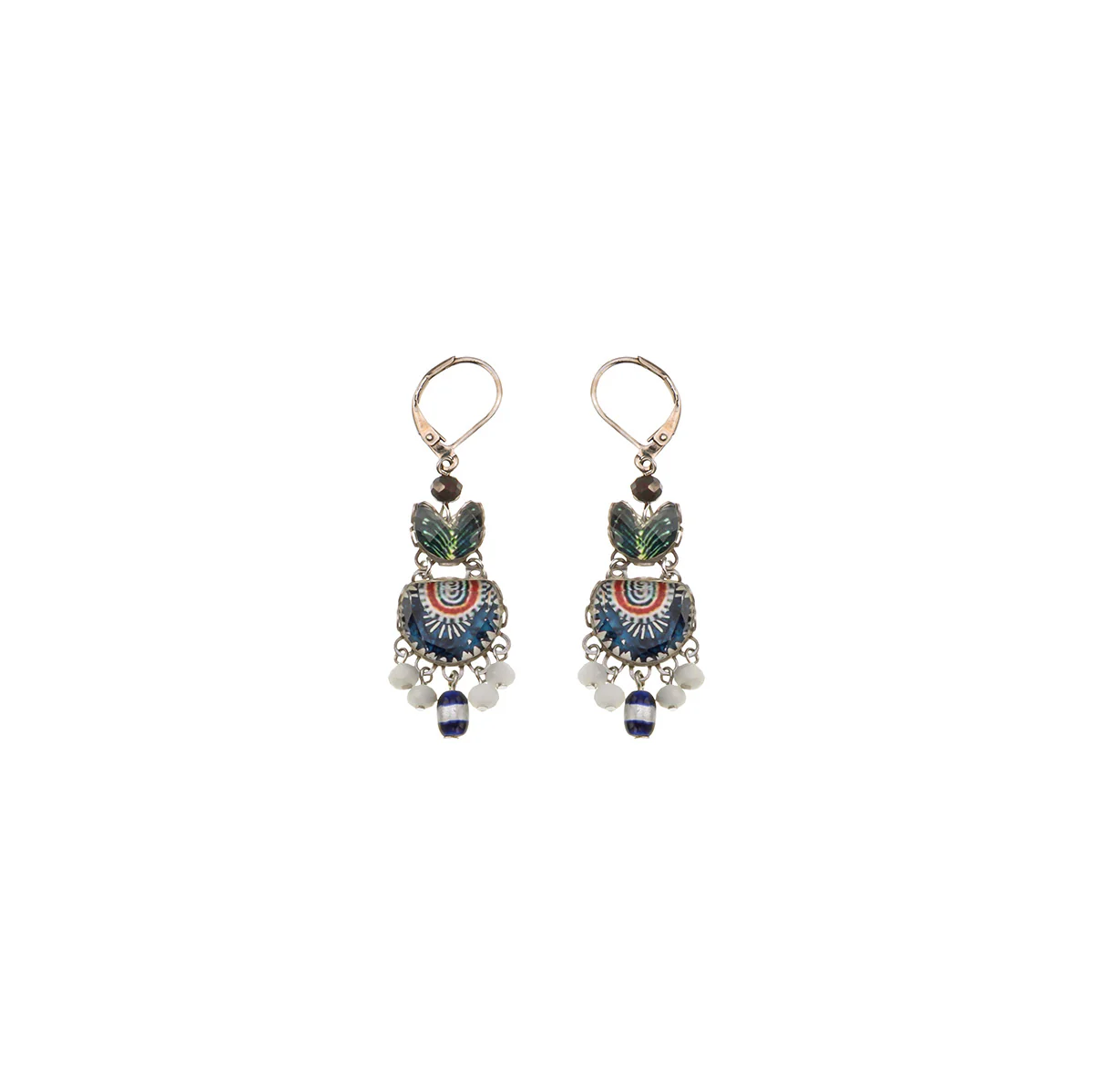 Blue Domes Set, Blue Hanging Earrings, Hera