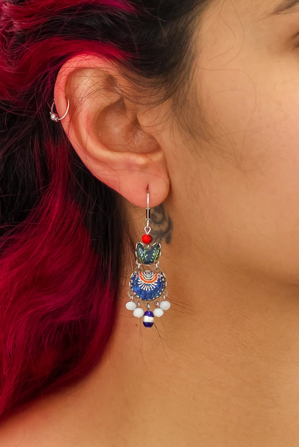 Blue Domes Set, Blue Hanging Earrings, Hera - Image 2