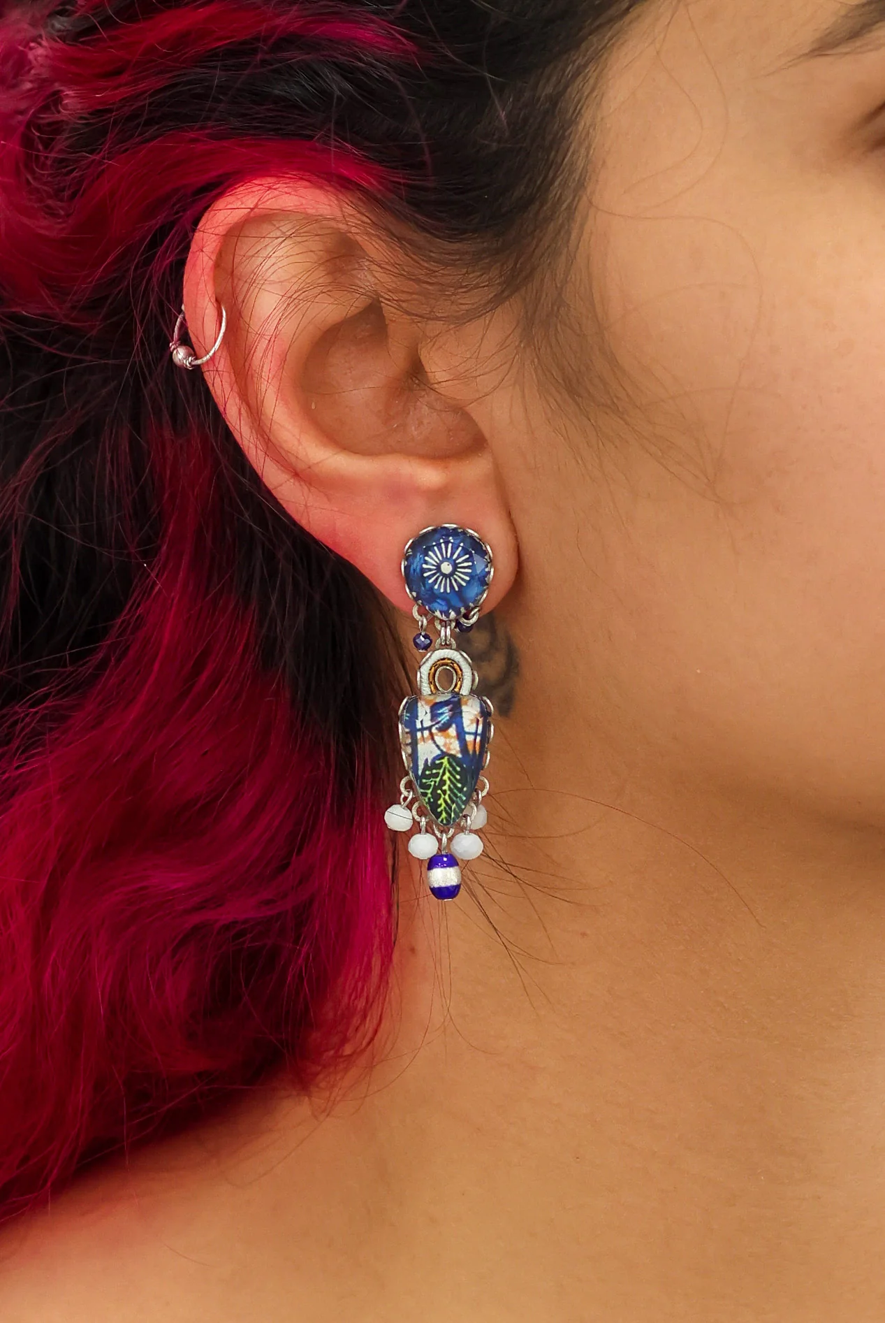 Blue Domes Set, Casual Glass Earrings, Apollo - Image 2