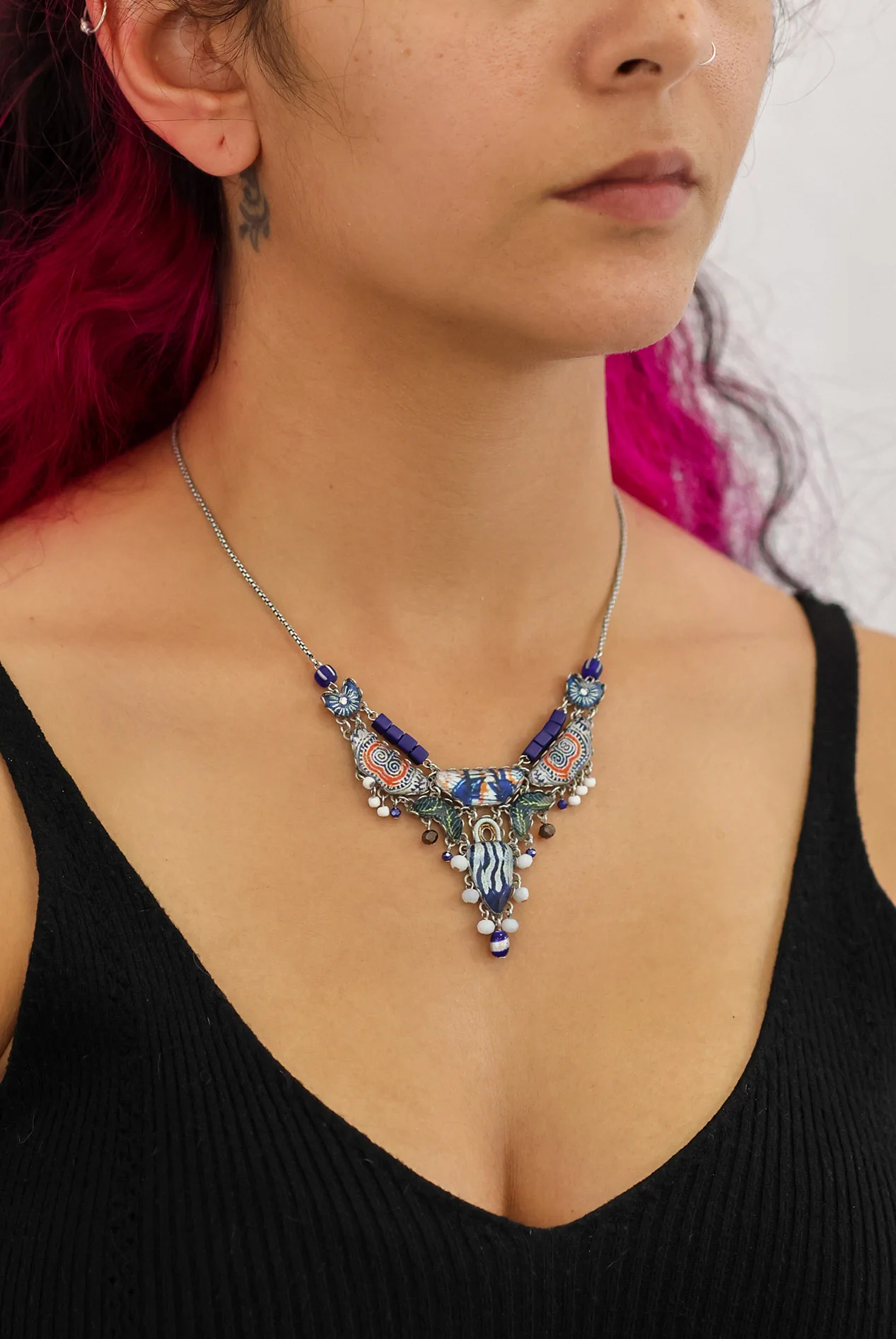 Blue Domes Set, Casual Glass Necklace, Delphi - Image 2