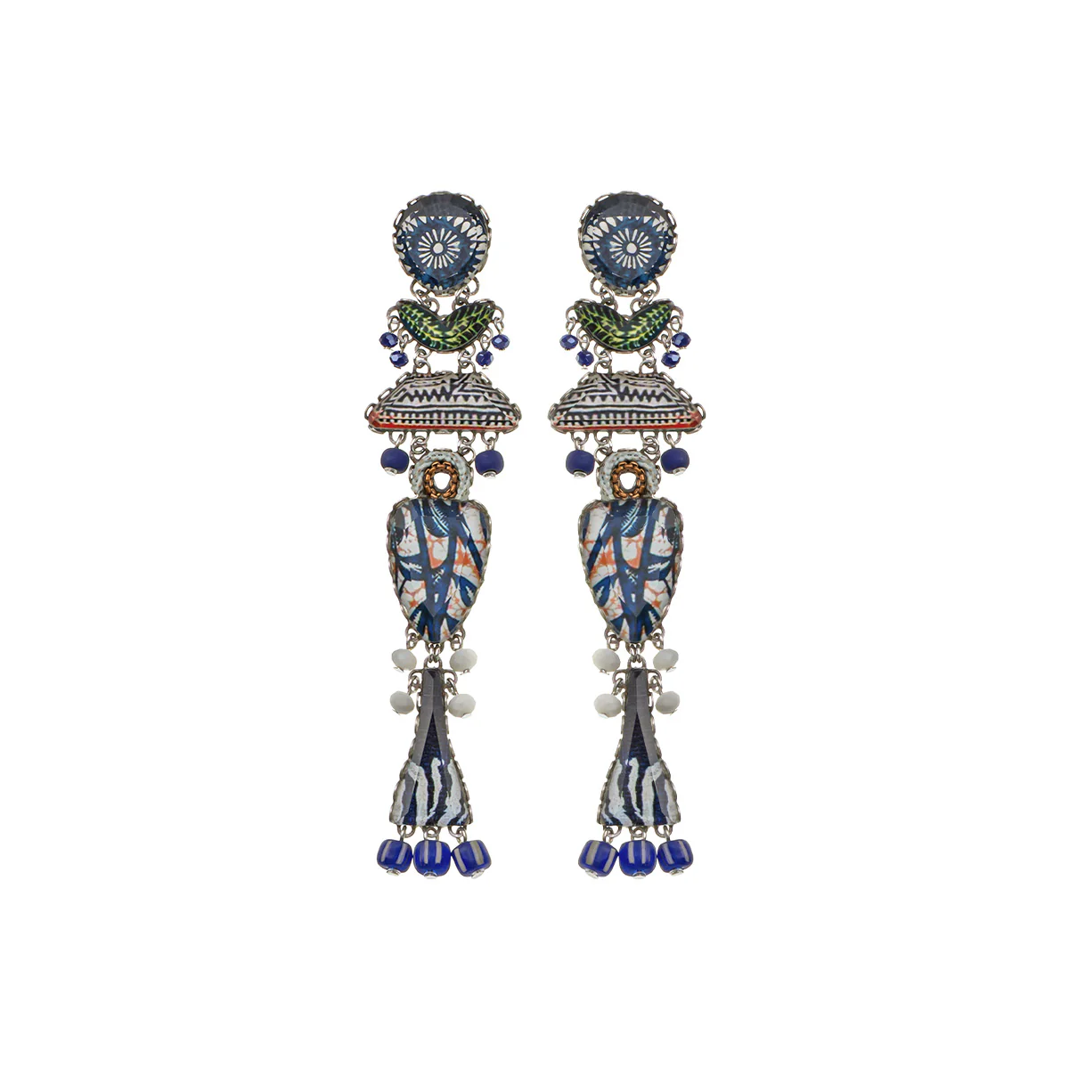 Blue Domes Set, Fused Glass Earrings, Crete