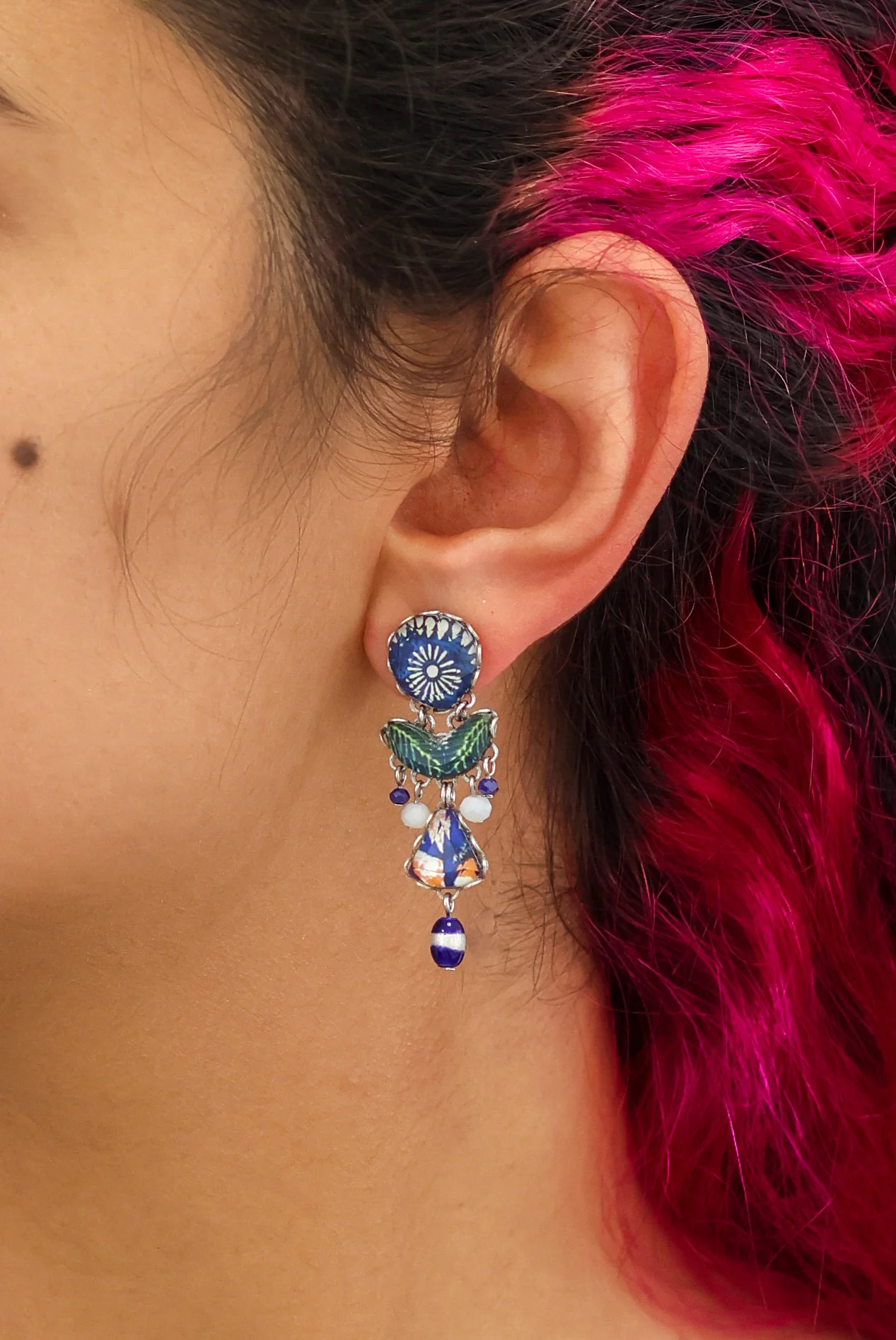 Blue Domes Set, Small Bule Earrings, Aphrodite - Image 2
