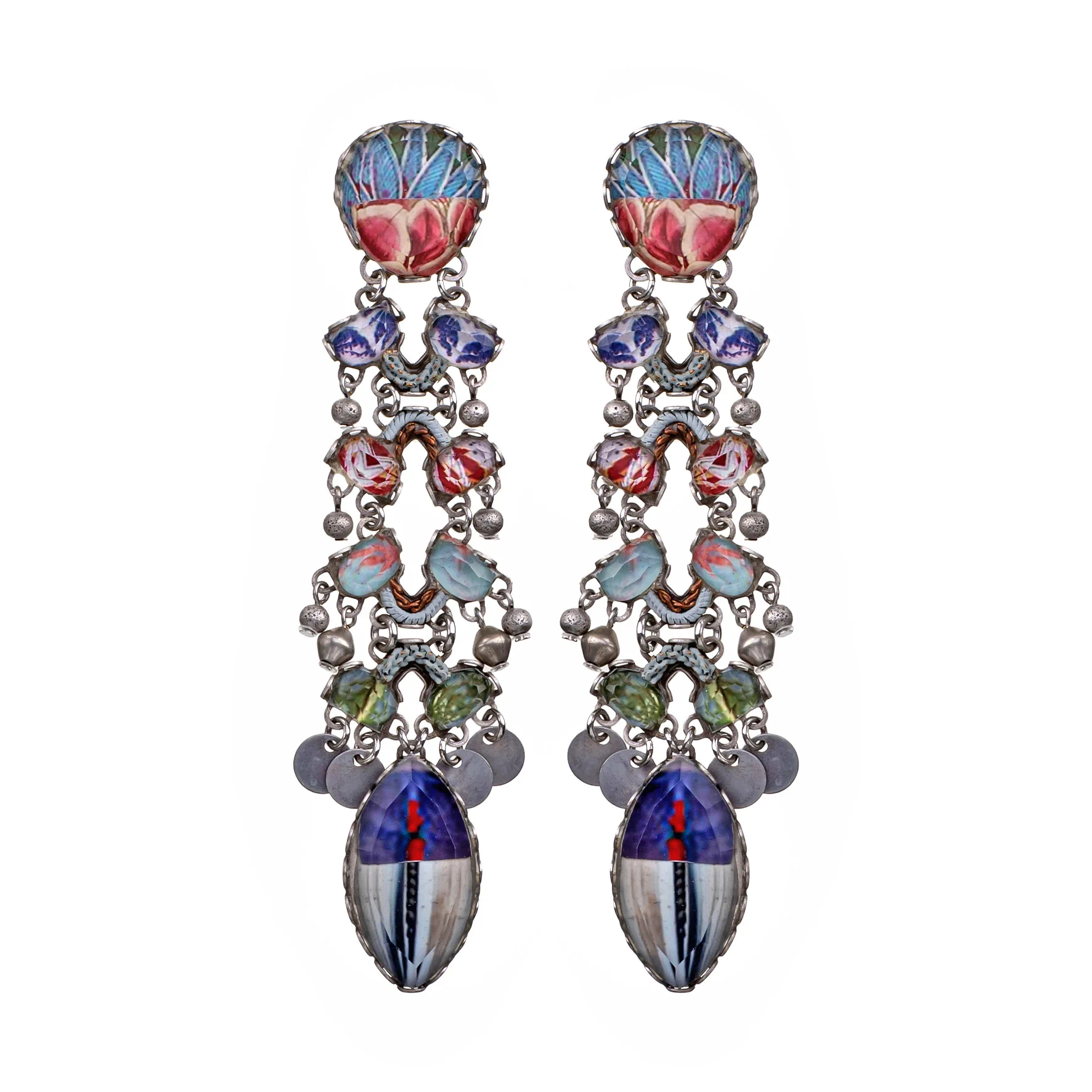 Blue Long Earrings Serene Sunrise Set, Leora