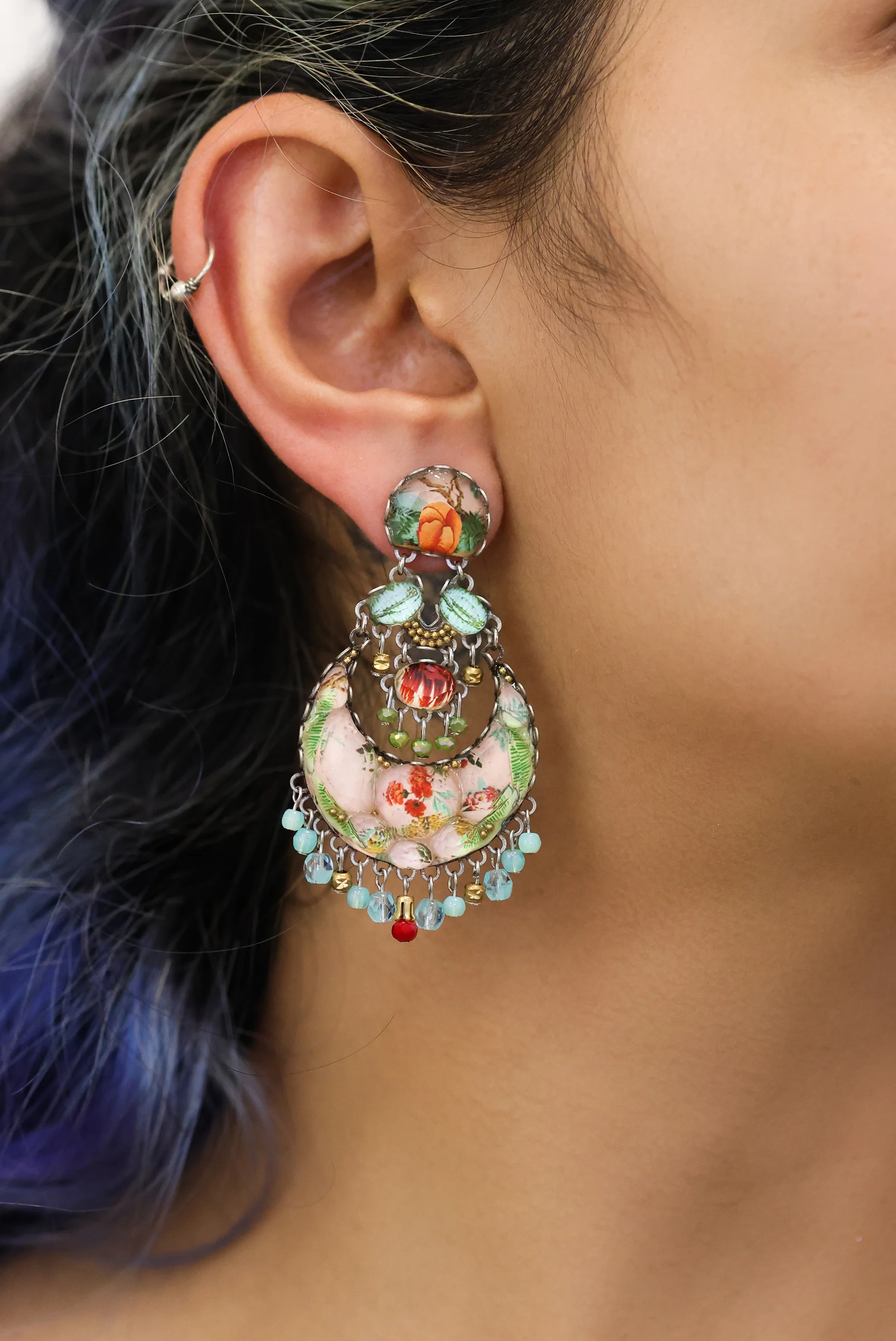 Bohemian Earrings Flower Garden   Set, Anemone - Image 2