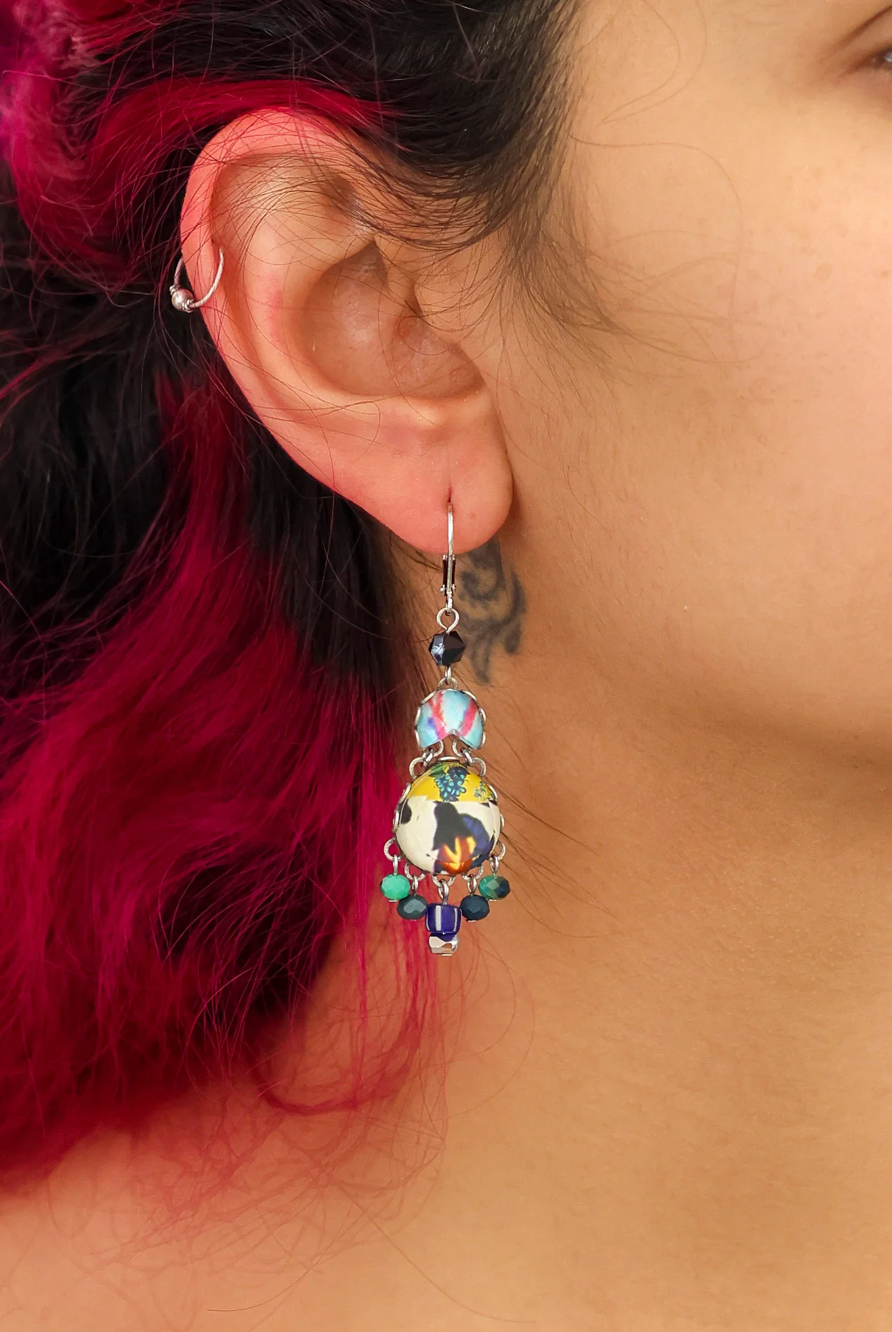 Candy Twist Set, Drop Colorful Glass Earrings, Lolly - Image 2
