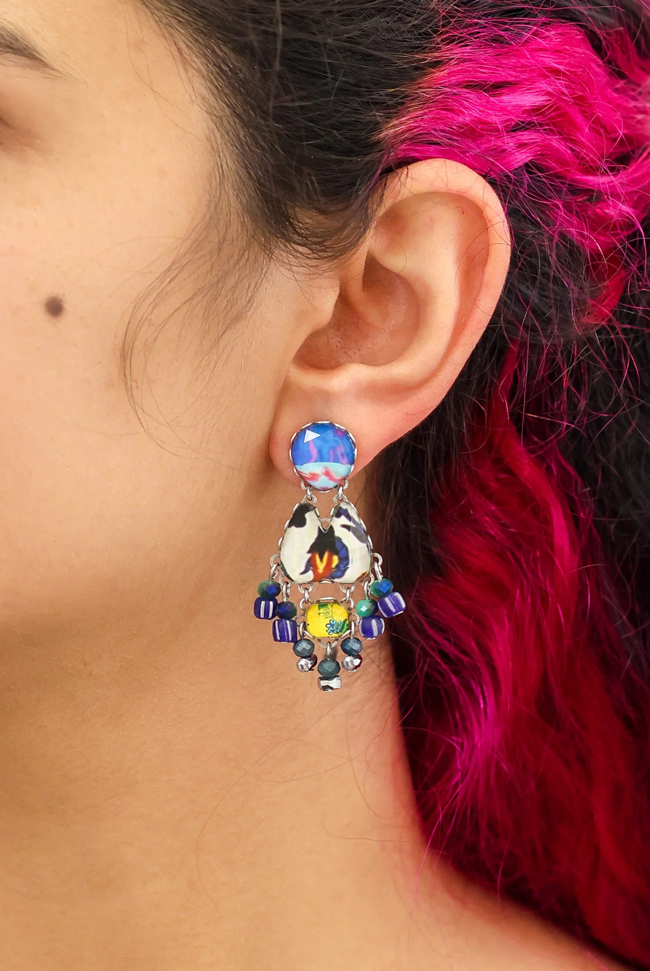 Candy Twist Set, Glass Earrings,Marshmallow - Image 2