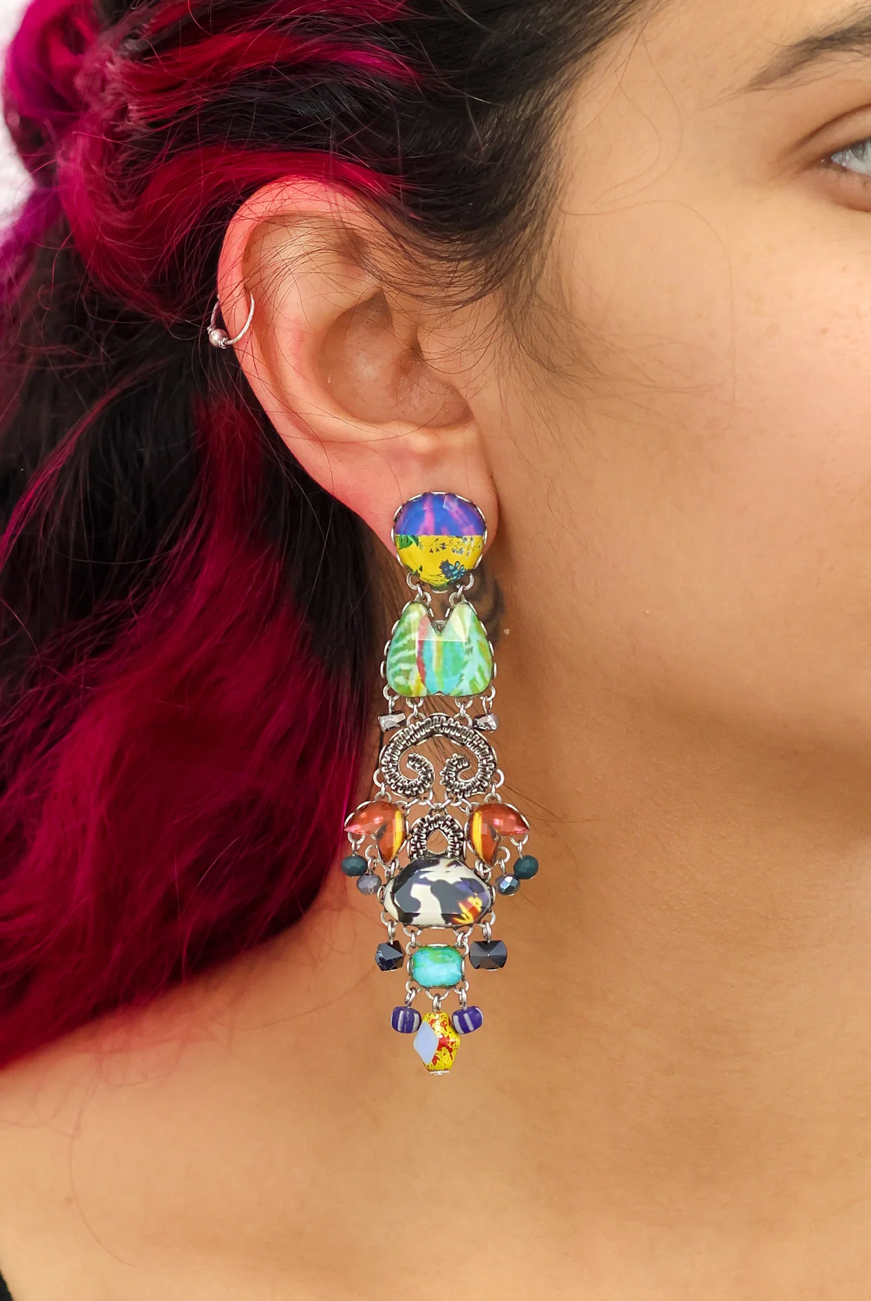 Candy Twist Set, Long Bohemian Earrings, Taffy - Image 2