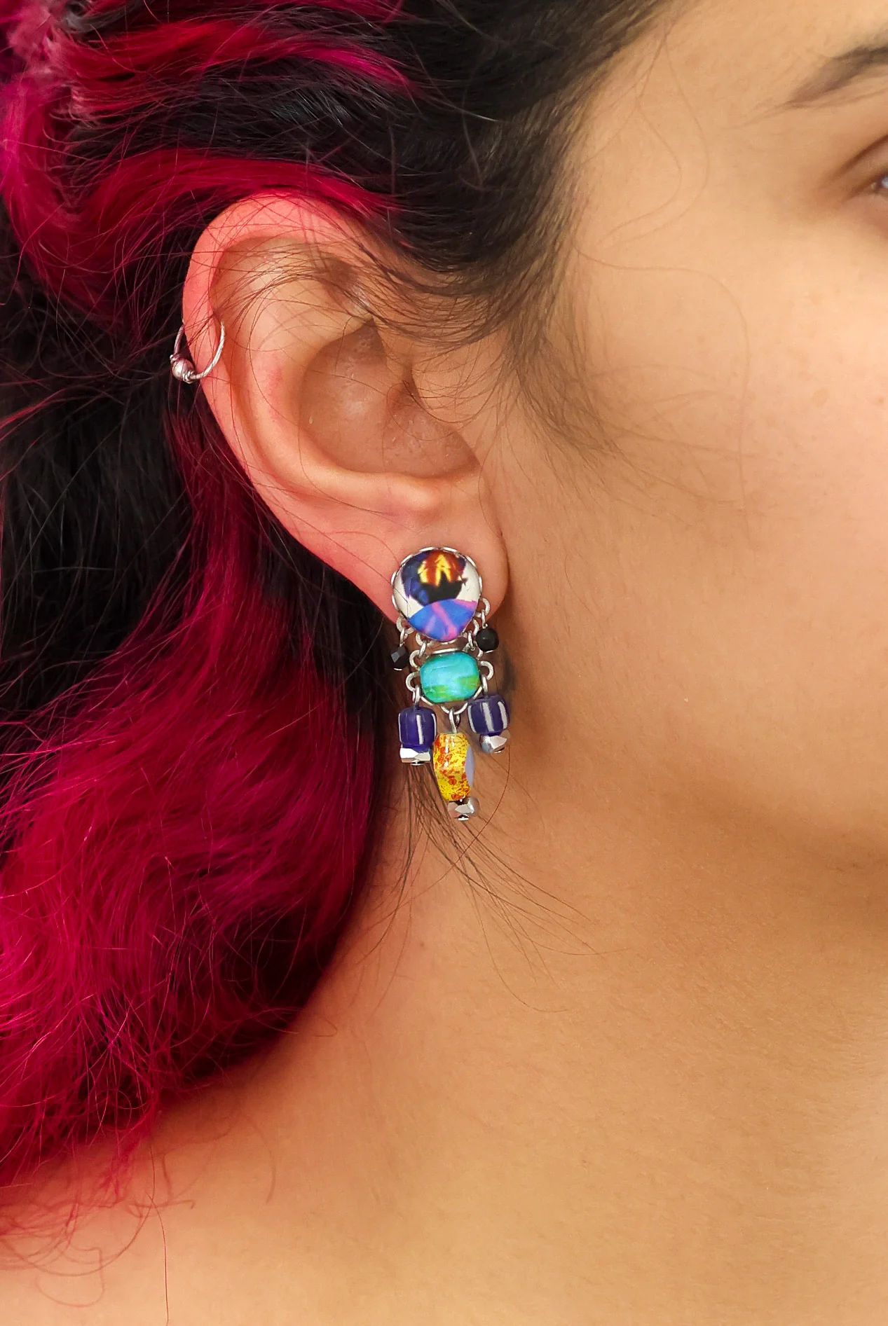 Candy Twist Set, Small Glass Earrings, Fudge - Image 2