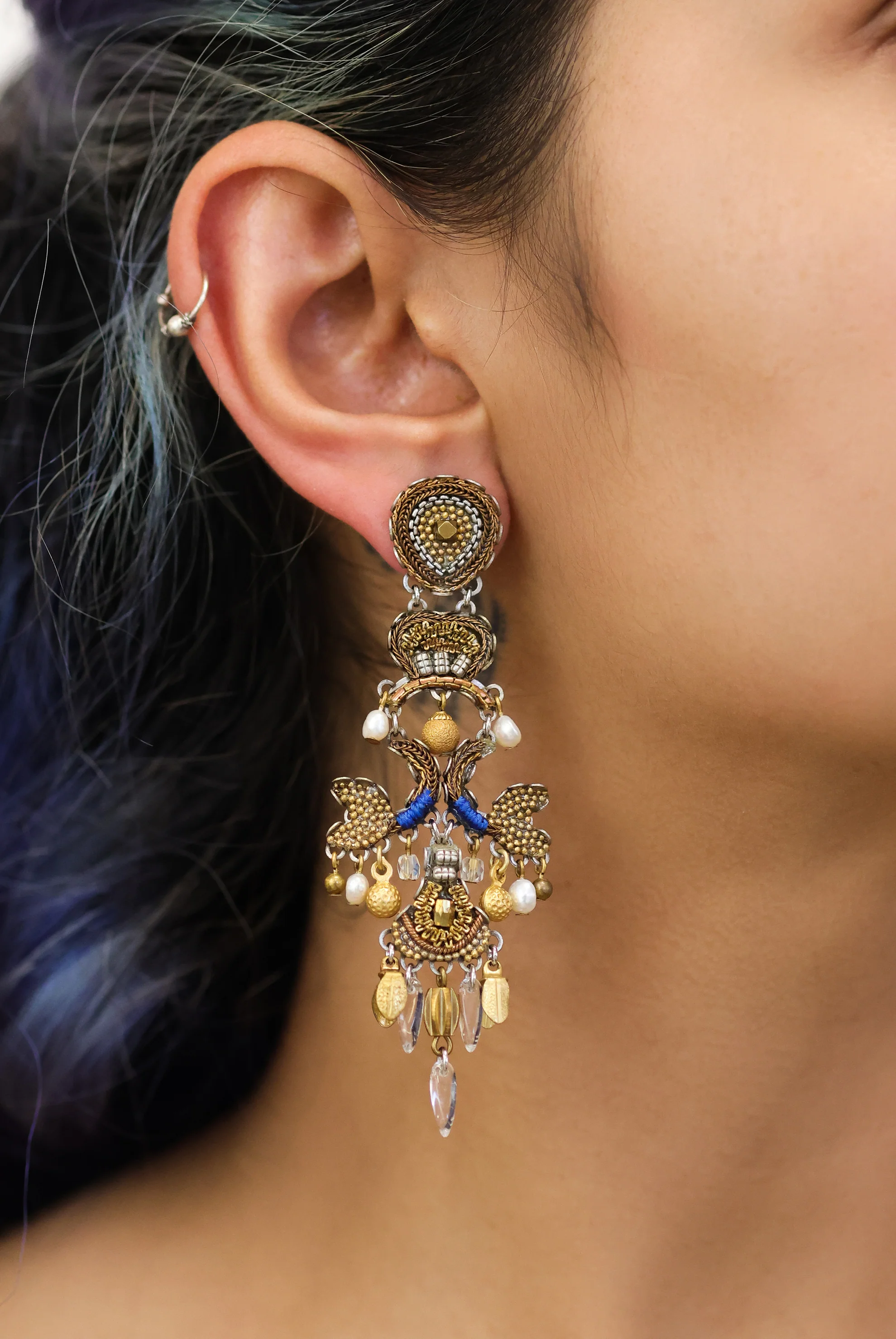 Gold Bohemian Earrings Gold Totem Set, Orla - Image 2