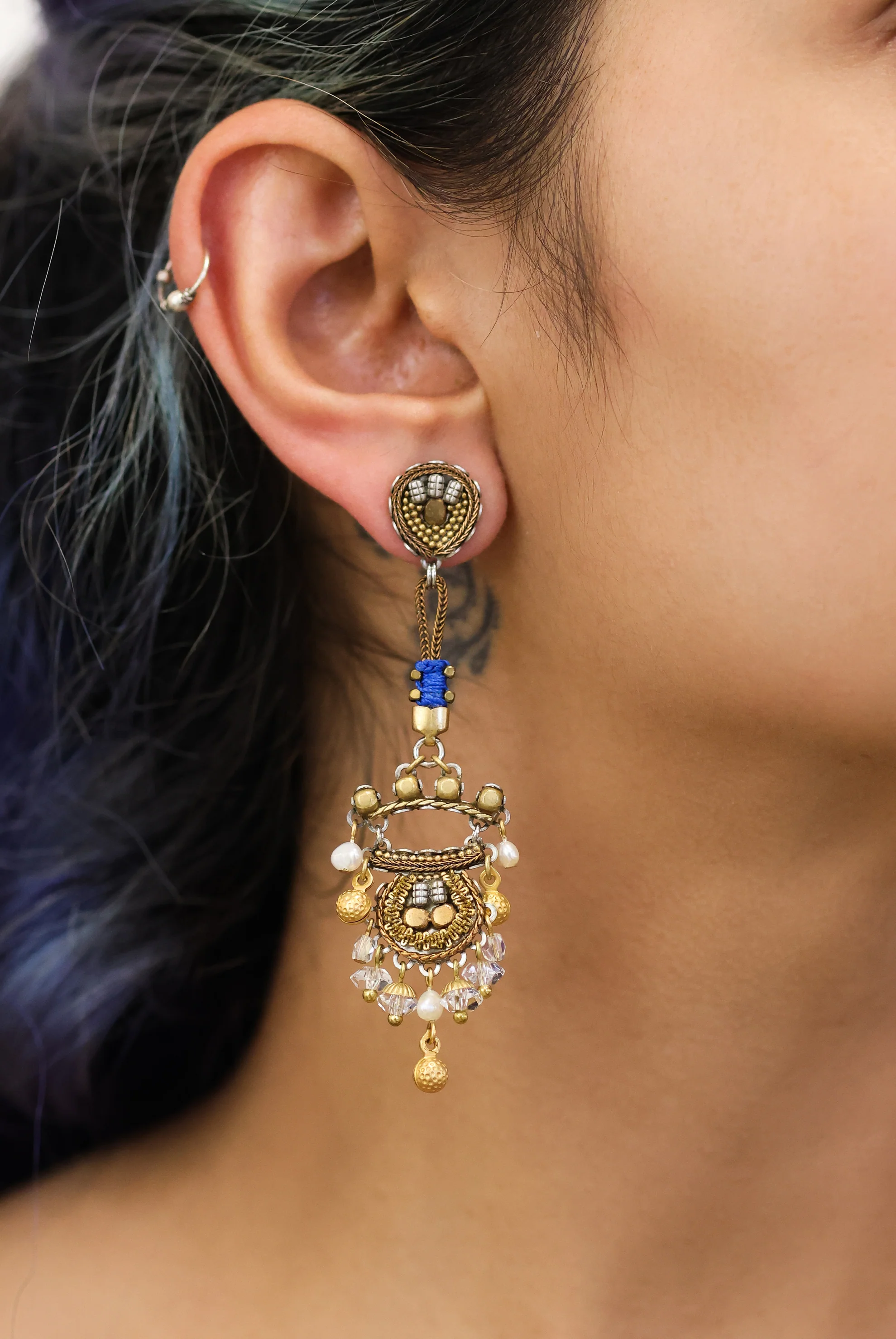 Gold Chandelier Earrings Gold Totem Set, Flavia - Image 2