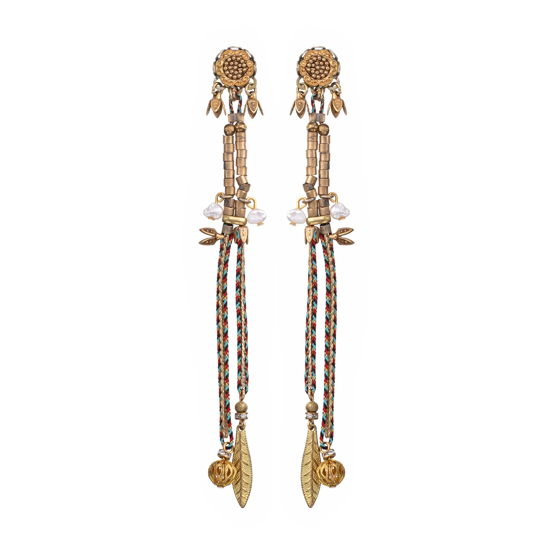 Gold Long Earrings Queen of Sheba Set, Zara