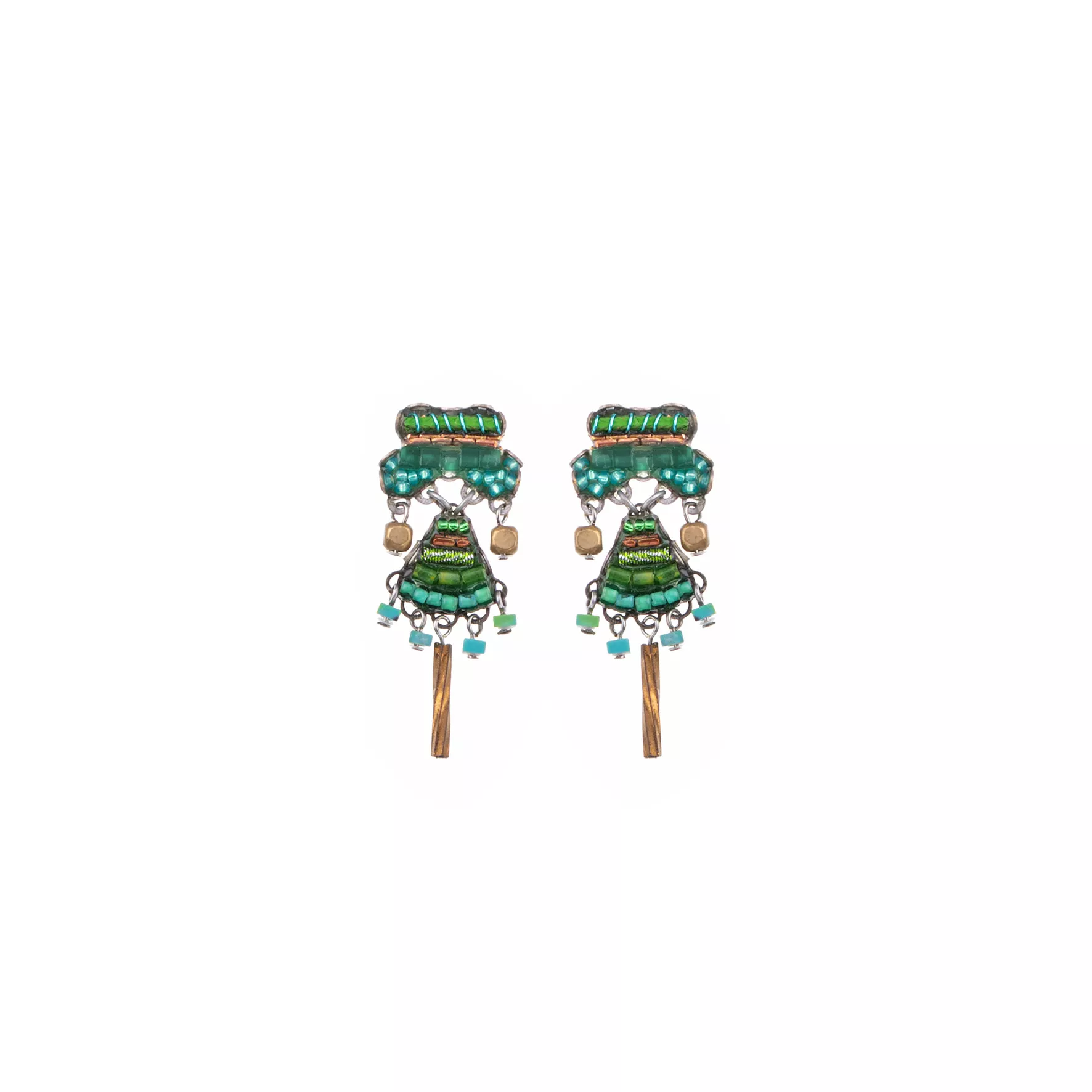 Green Beaded Earrings Grassland Set, Elena