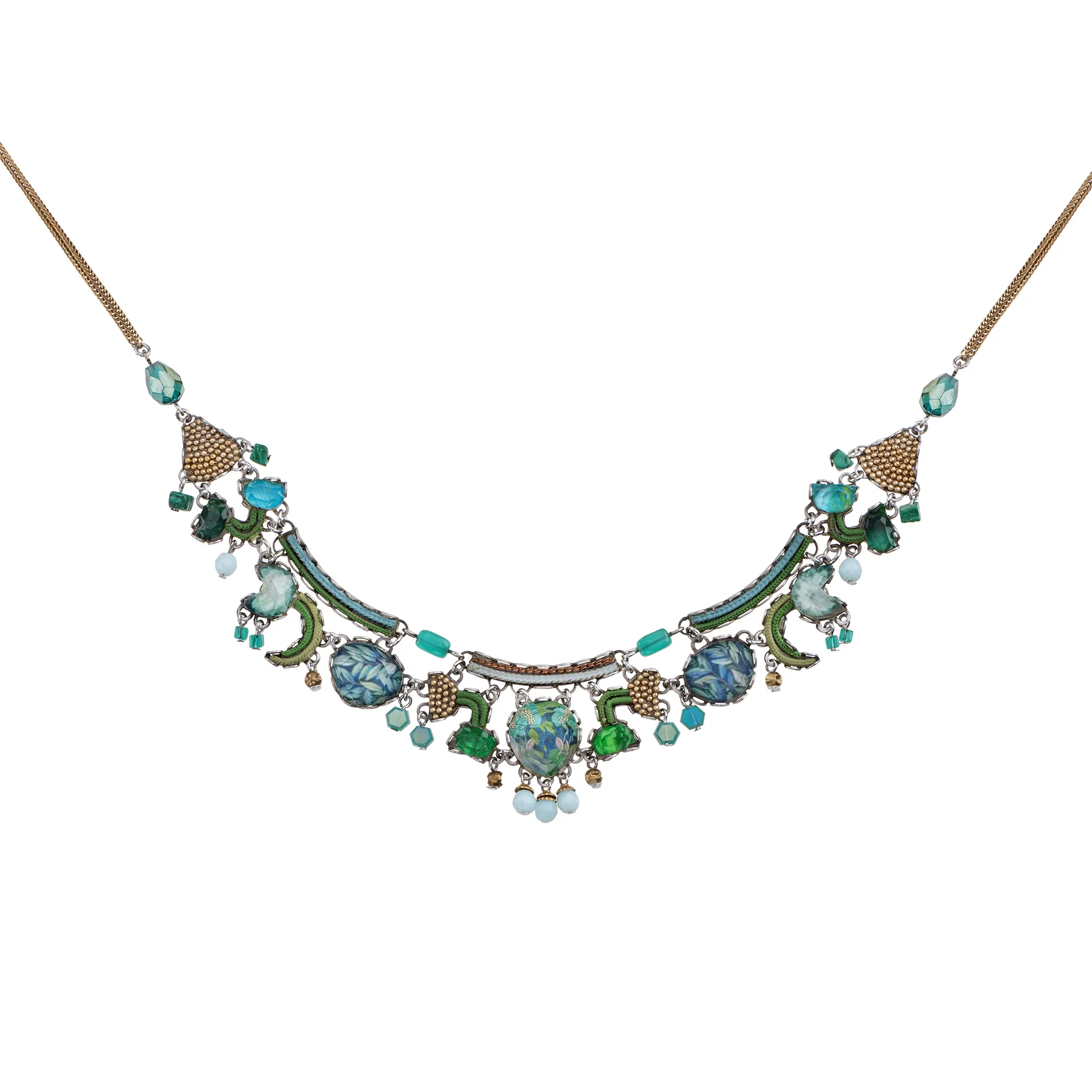 Green Exotic Necklace Meadow Set, Arden
