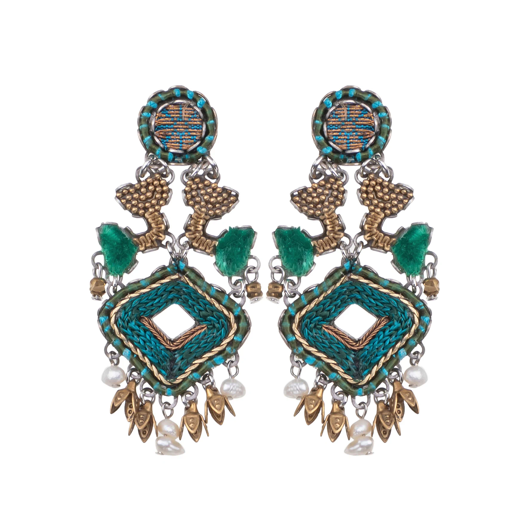 Green Festive Earrings Royal Velvet Set, Nasya