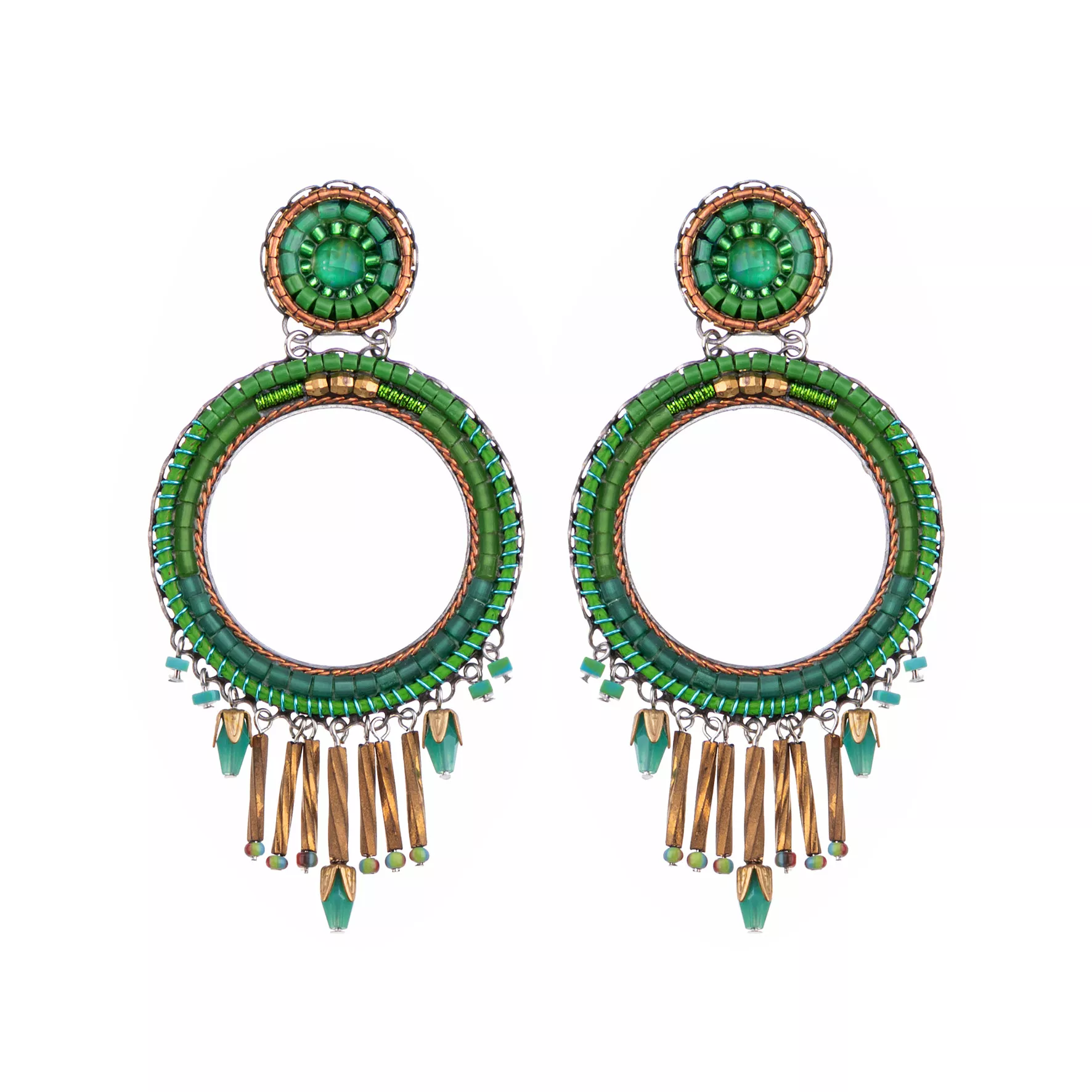 Green Hoop Earrings Grassland Set, Lucia