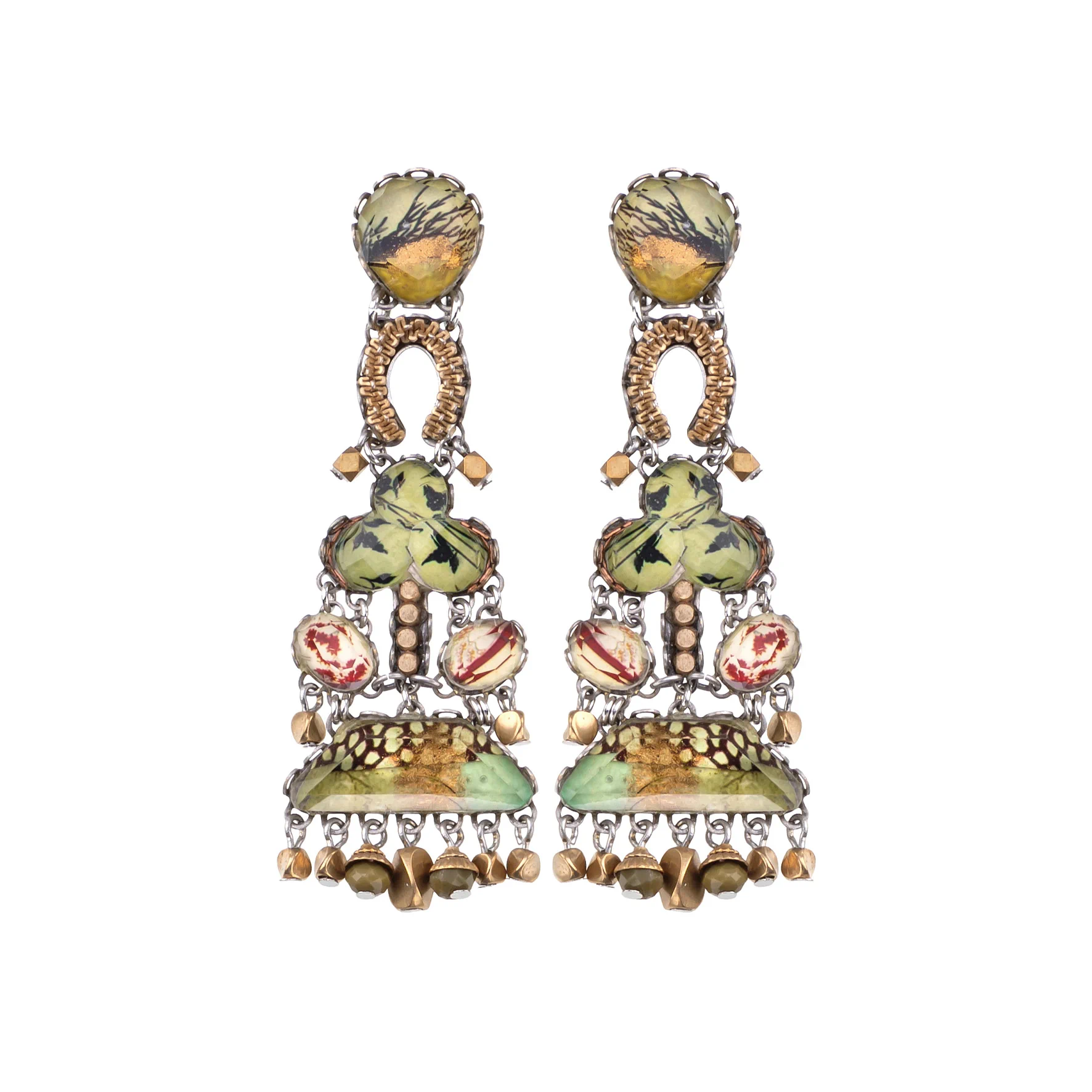 Green Long Earrings Dusk Set, Nectaria