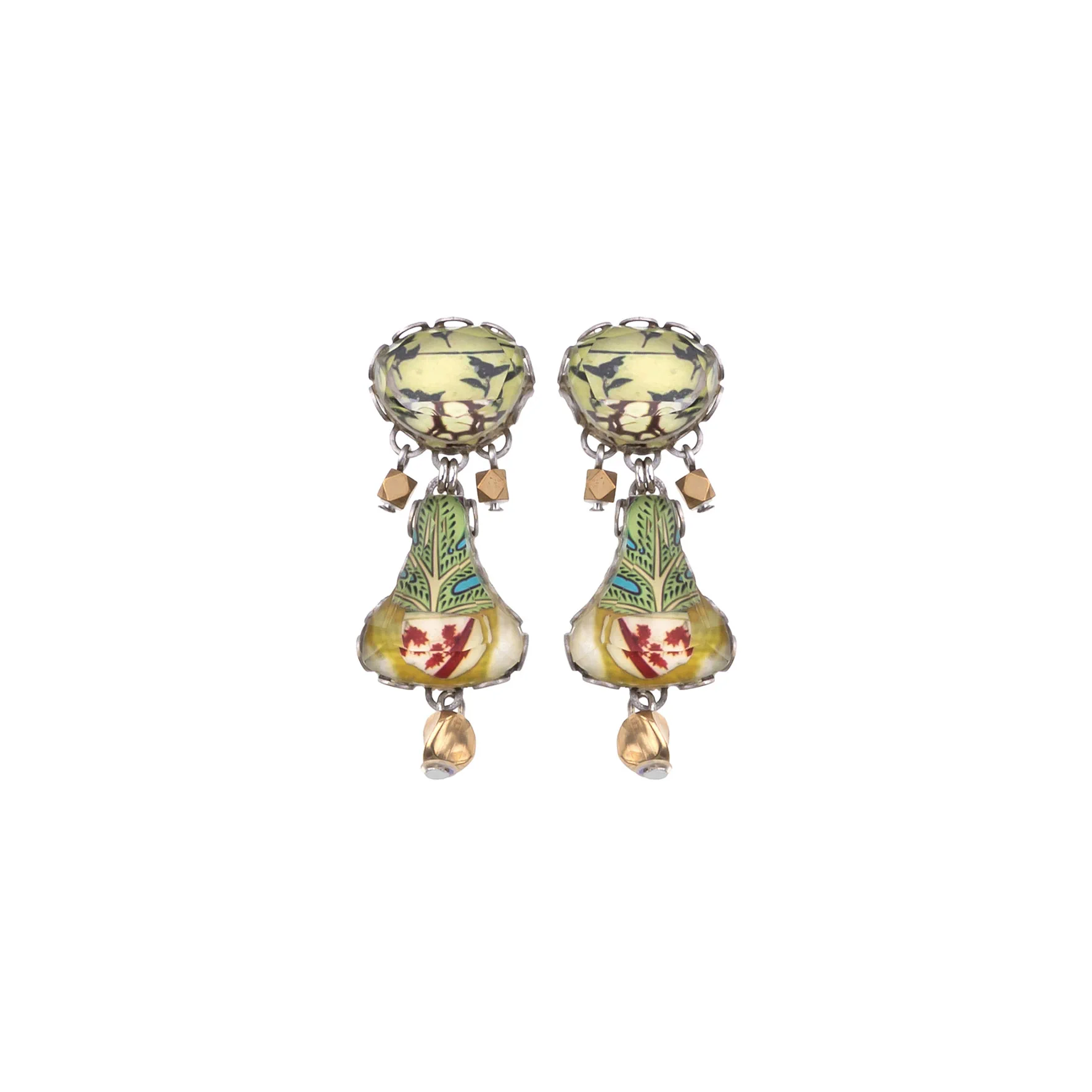 Green Small Earrings Dusk Set, Yumiko