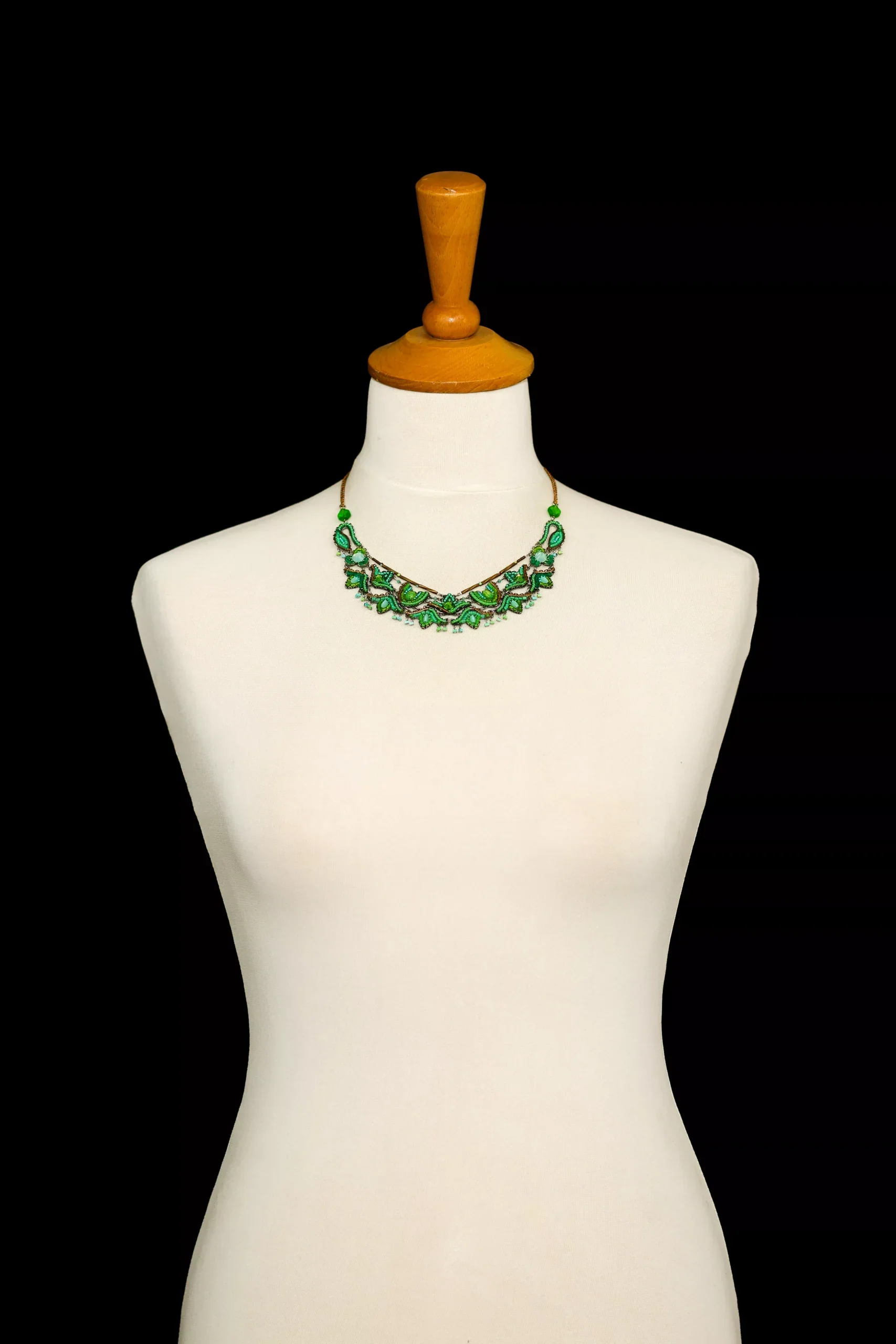 Green Statement Necklace Grassland Set, Artemisia - Image 2