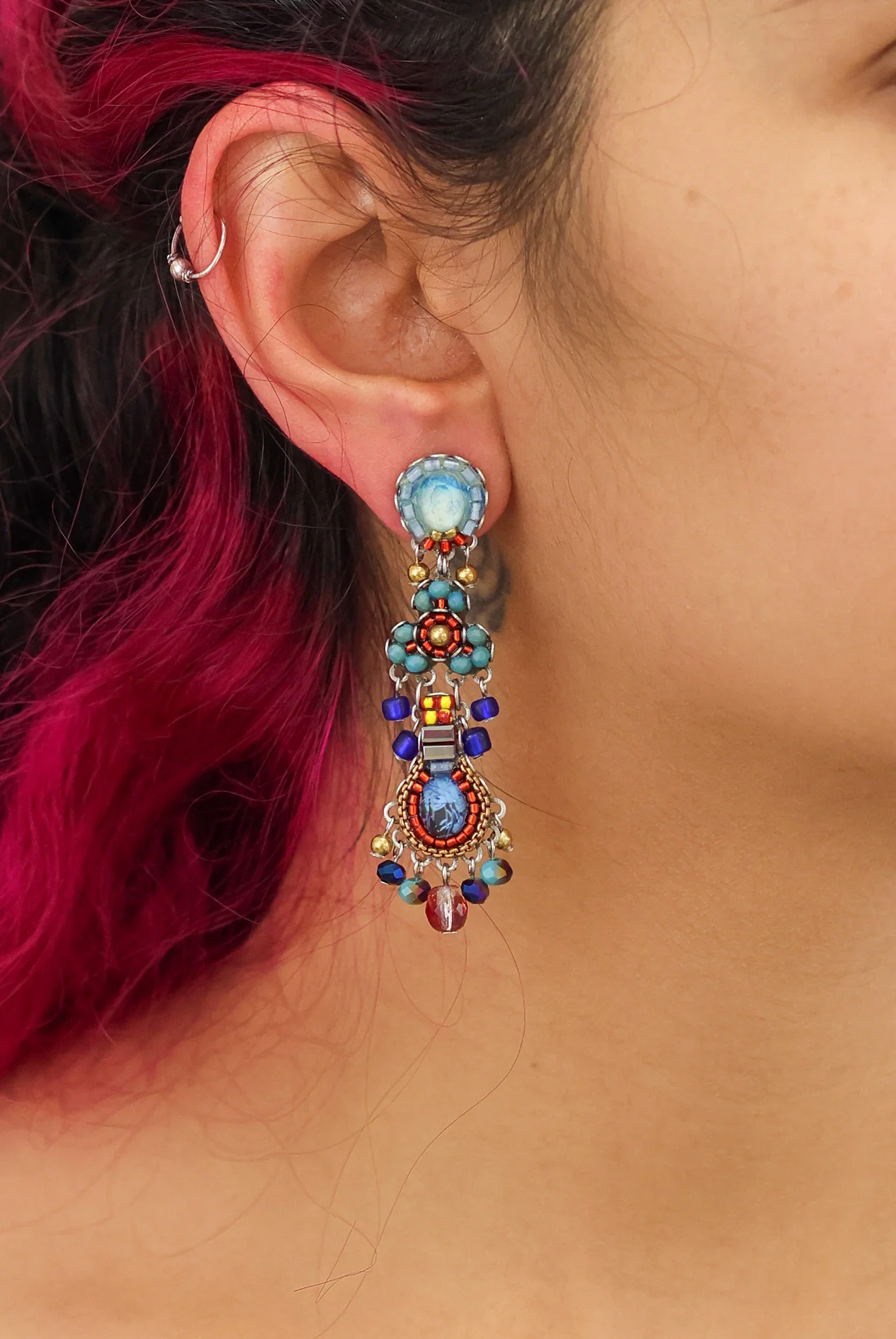 Heatwave Set, Long Beaded Earrings, Sea Glow - Image 2