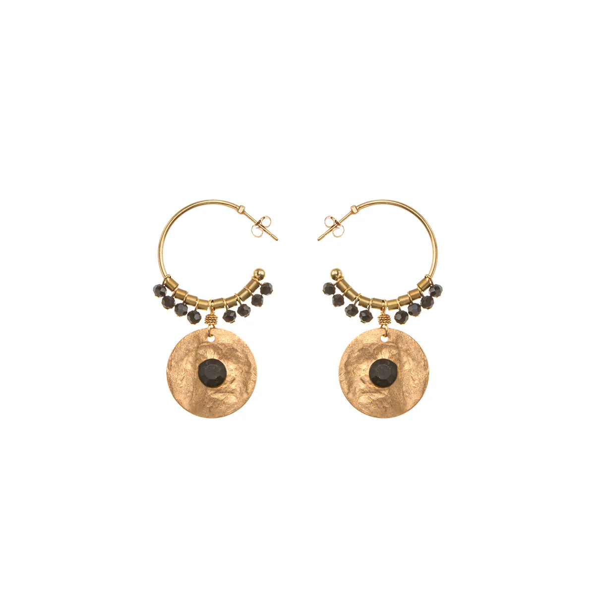 Mid Season Set, Black - Gold Hoop Orin Earrings