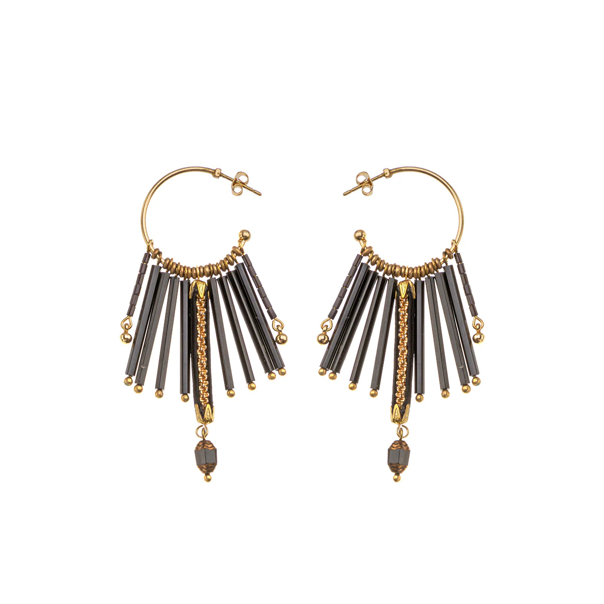 Mid Season Set, Black Hoop Asha Earrings
