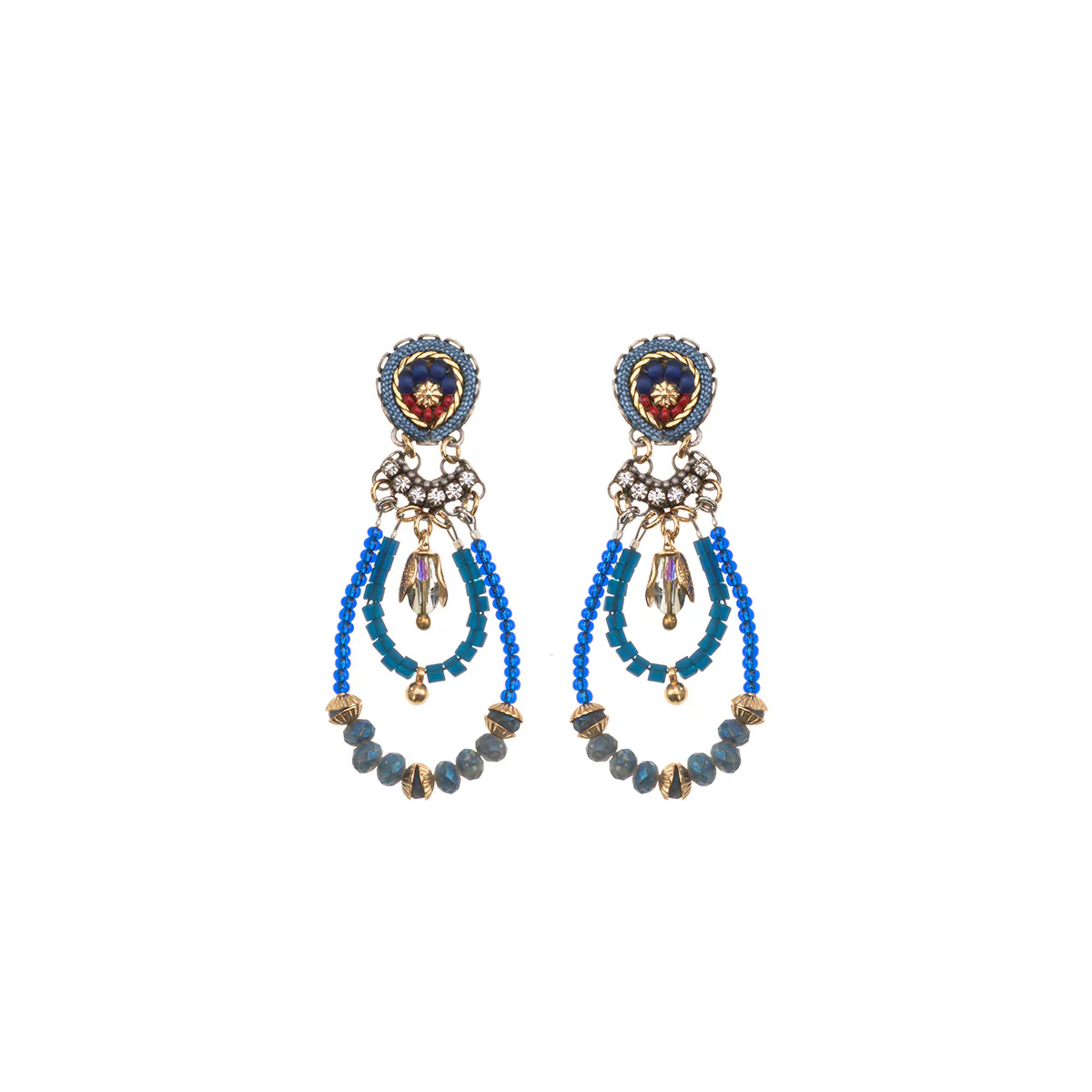 Mid Season Set, Blue Beaded Chike Earrings