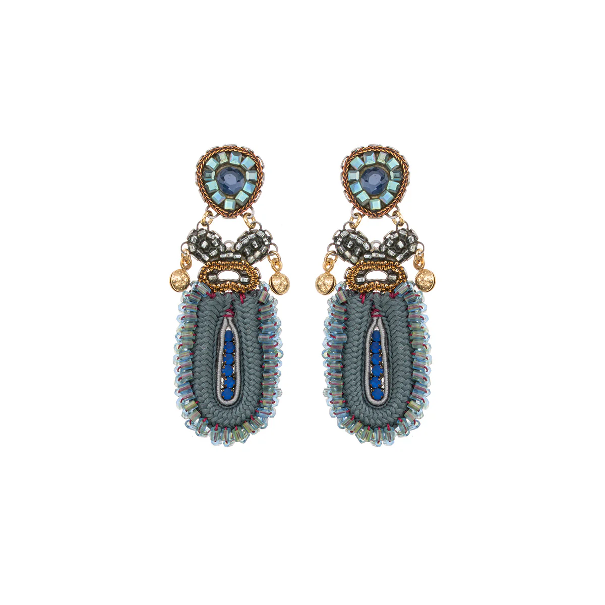 Mid Season Set, Blue Beaded Uli Earrings