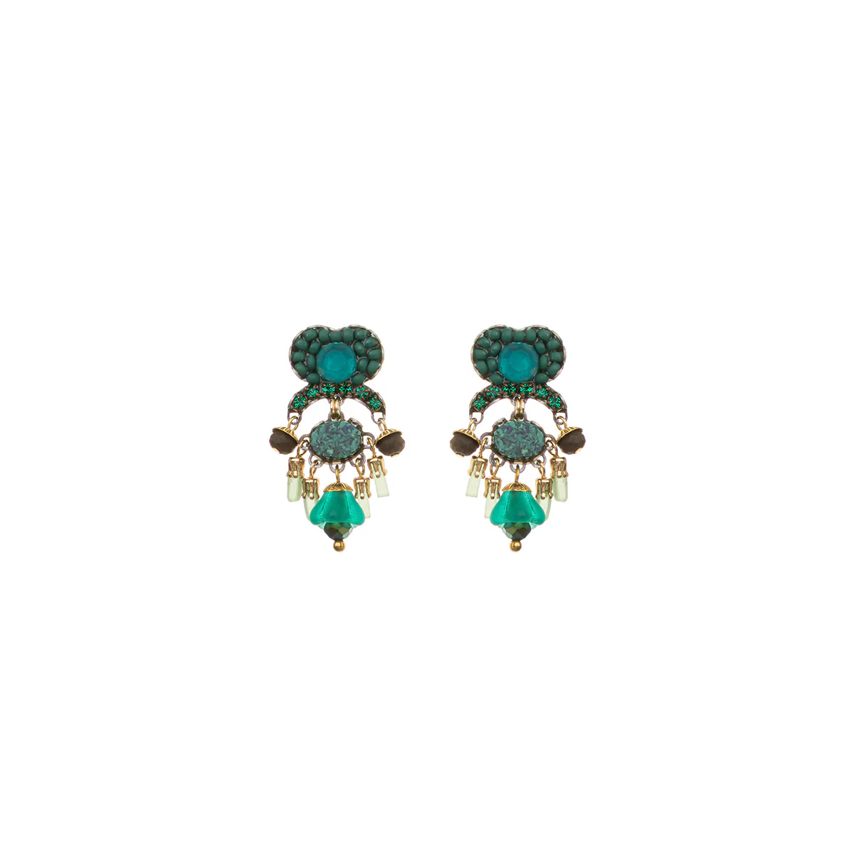 Mid Season Set, Green Beaded Lugh Earrings