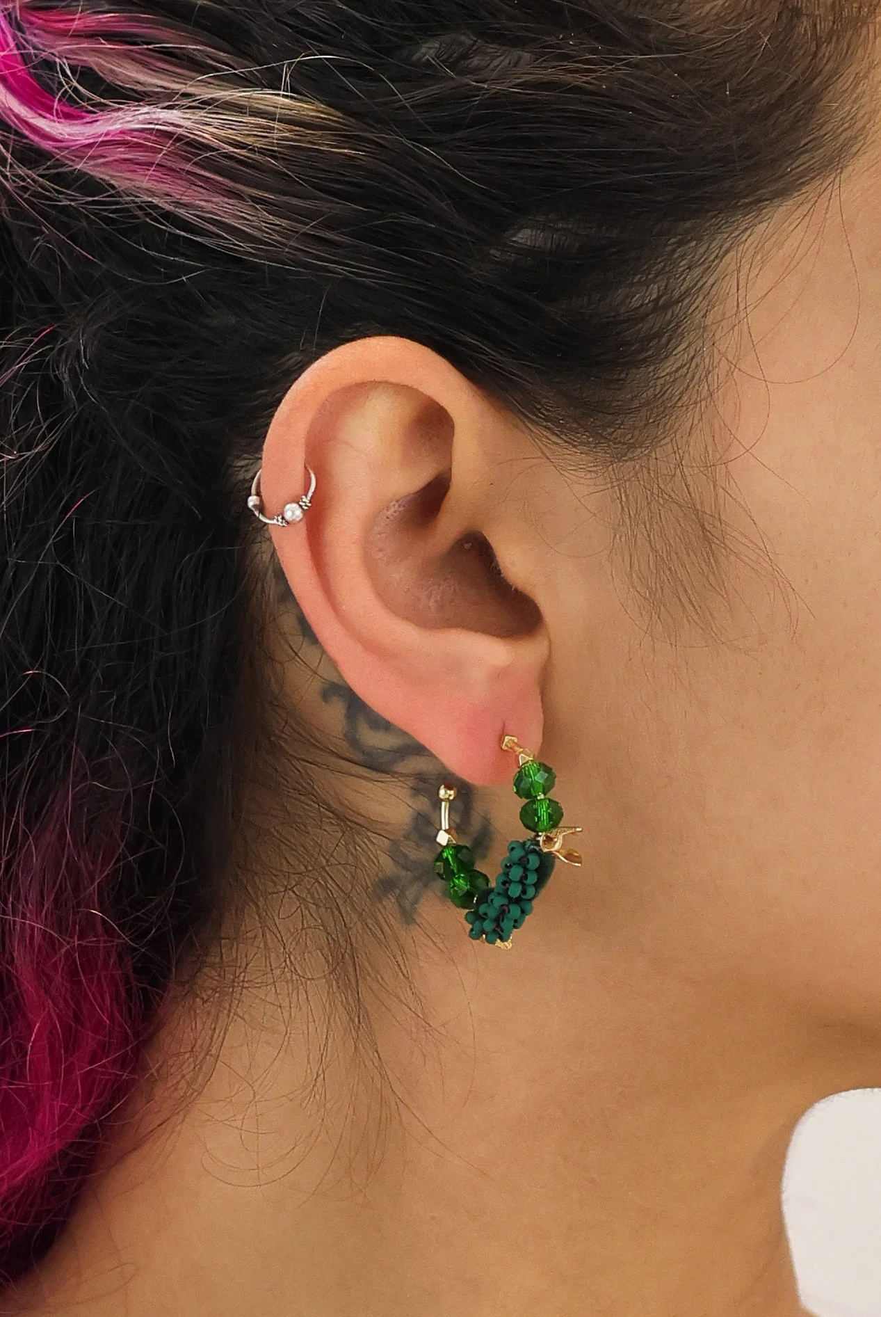 Mid Season Set, Hoop Beaded Oba Earrings - Image 2