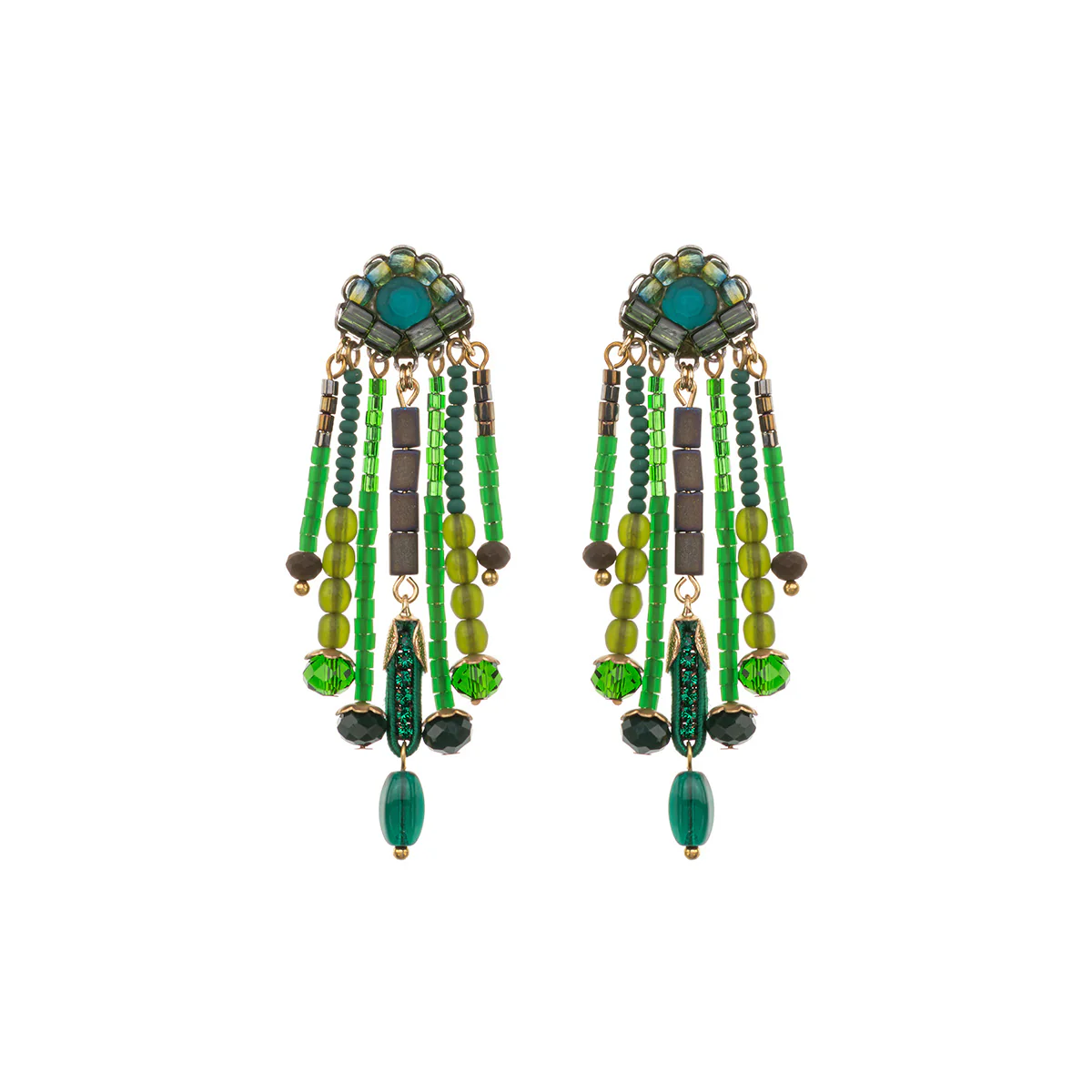 Mid Season Set, Long Beaded Bela Earrings