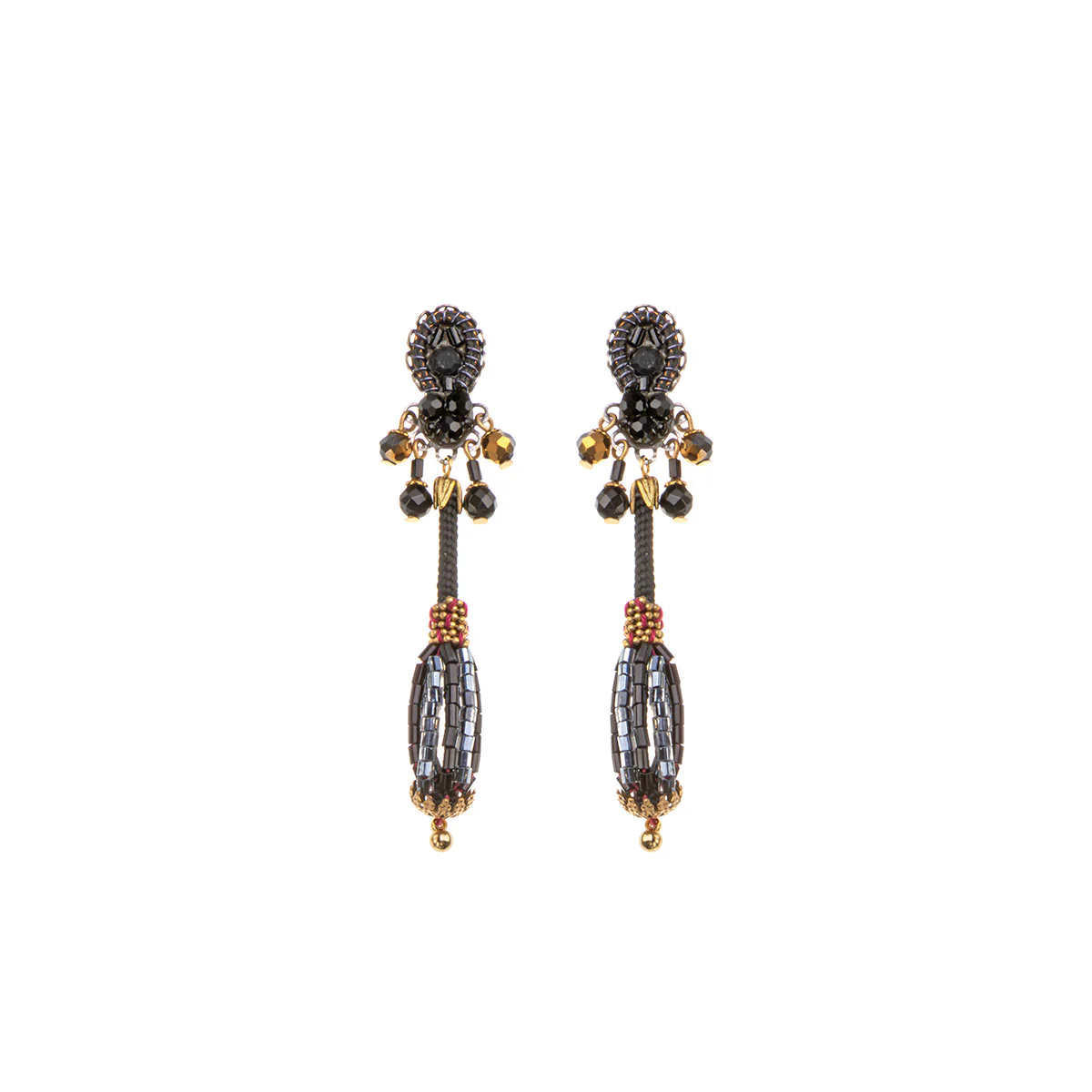 Mid Season Set, Long Beaded Koa Earrings