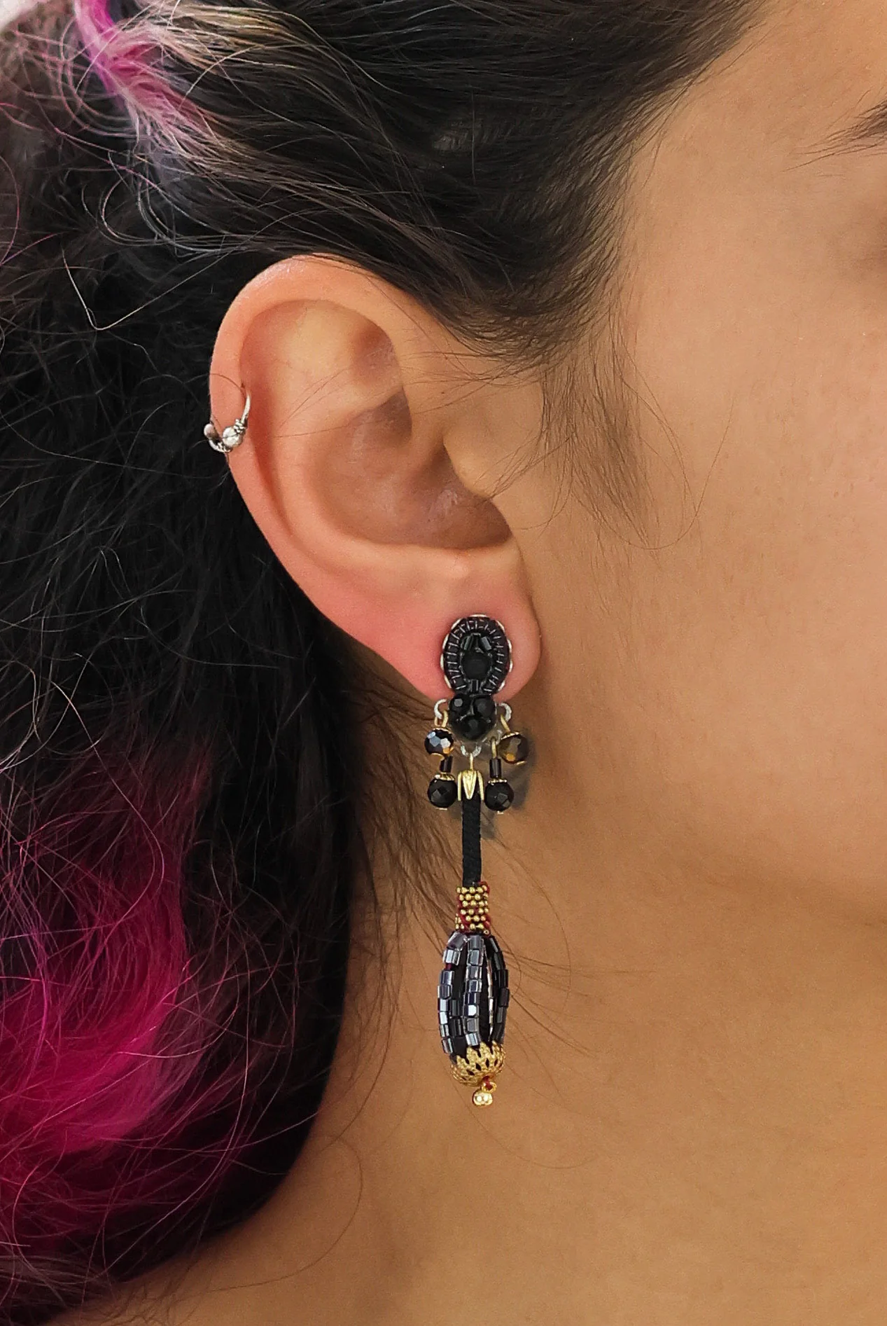 Mid Season Set, Long Beaded Koa Earrings - Image 2