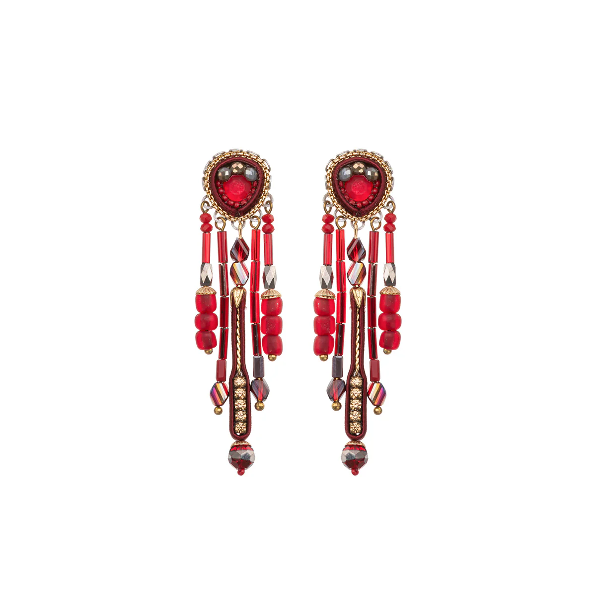 Mid Season Set, Long Beaded Oni Earrings
