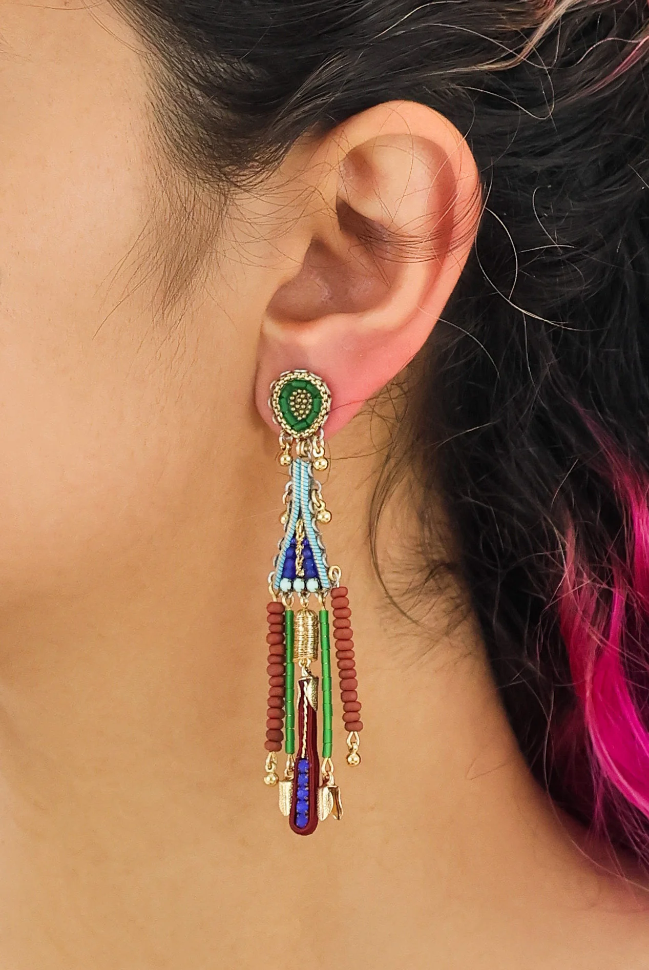 Mid Season Set, Long Boho Beaded Onida Earrings - Image 2