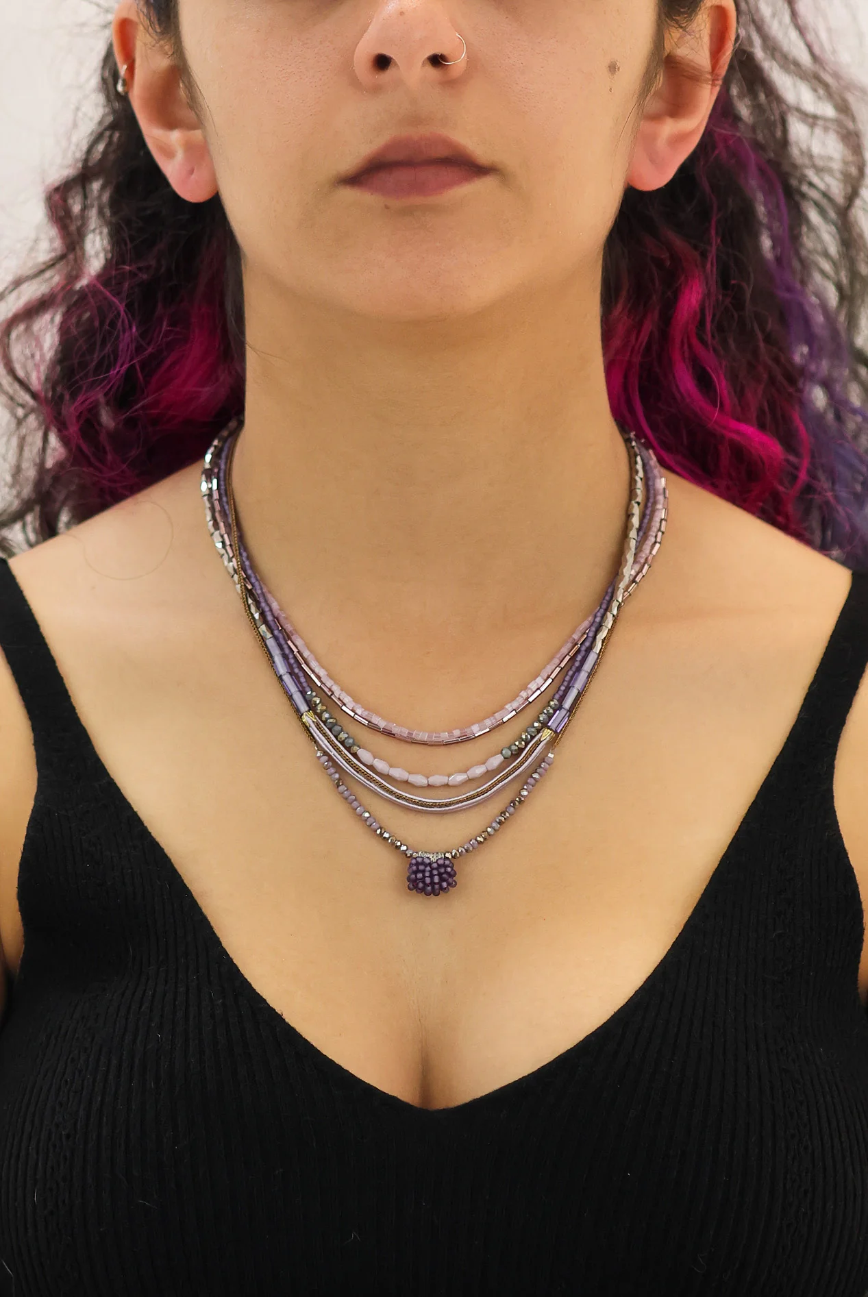 Mid Season Set, Purple Beaded Corcra Necklace - Image 2