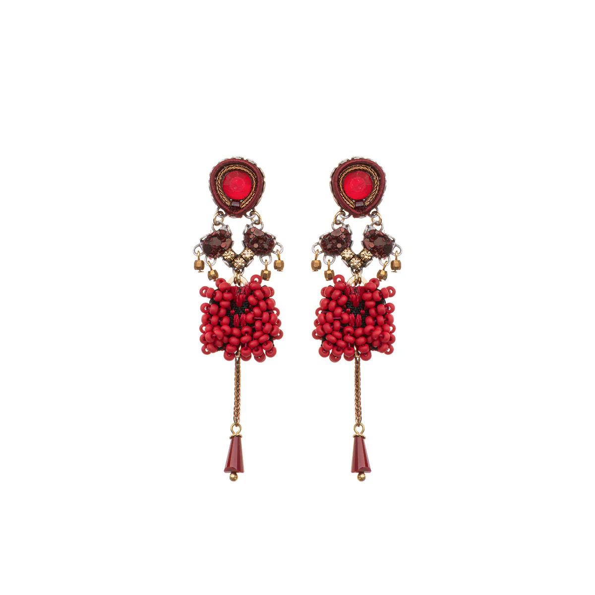 Mid Season Set, Red Beaded  Sani Earrings