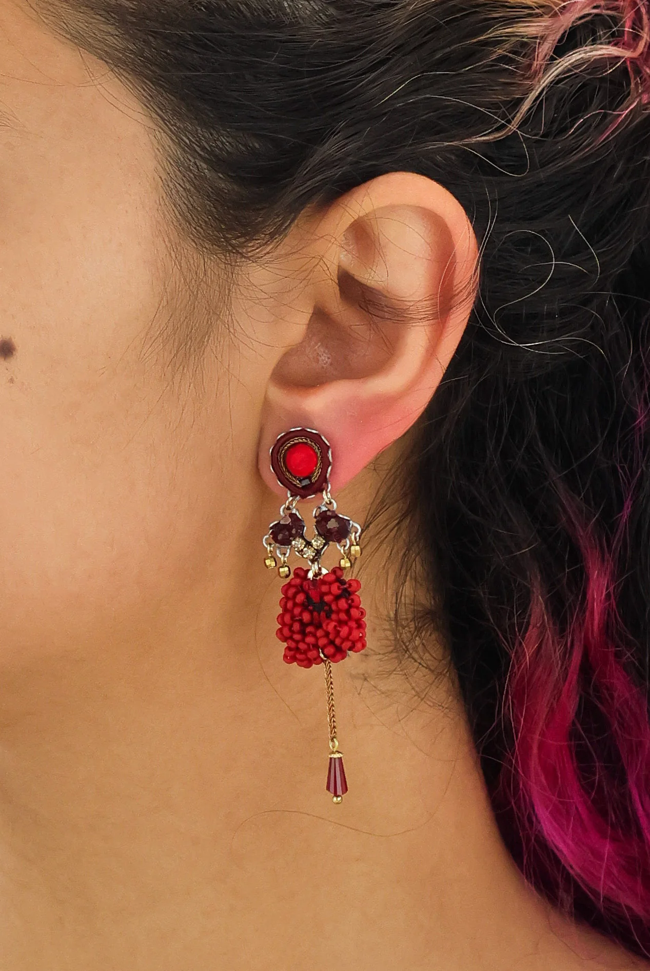 Mid Season Set, Red Beaded  Sani Earrings - Image 2