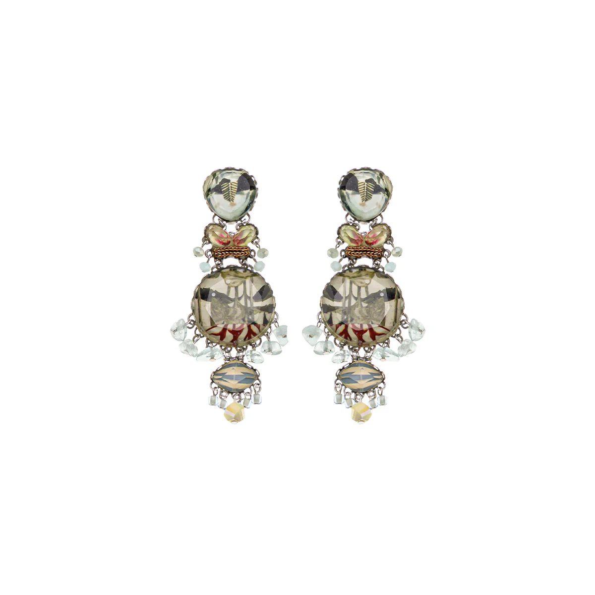 Neptune's Garden Set, Artist Glass Earrings, Spirulina