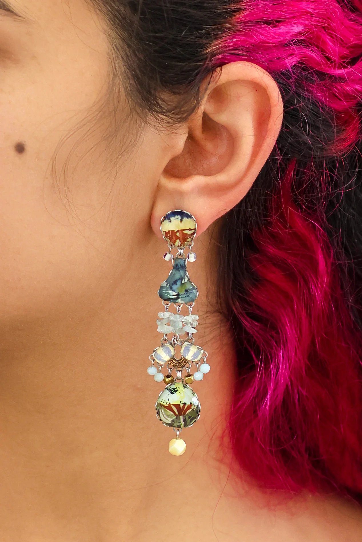 Neptune's Garden Set, Long Glass Earrings, Dulse - Image 2