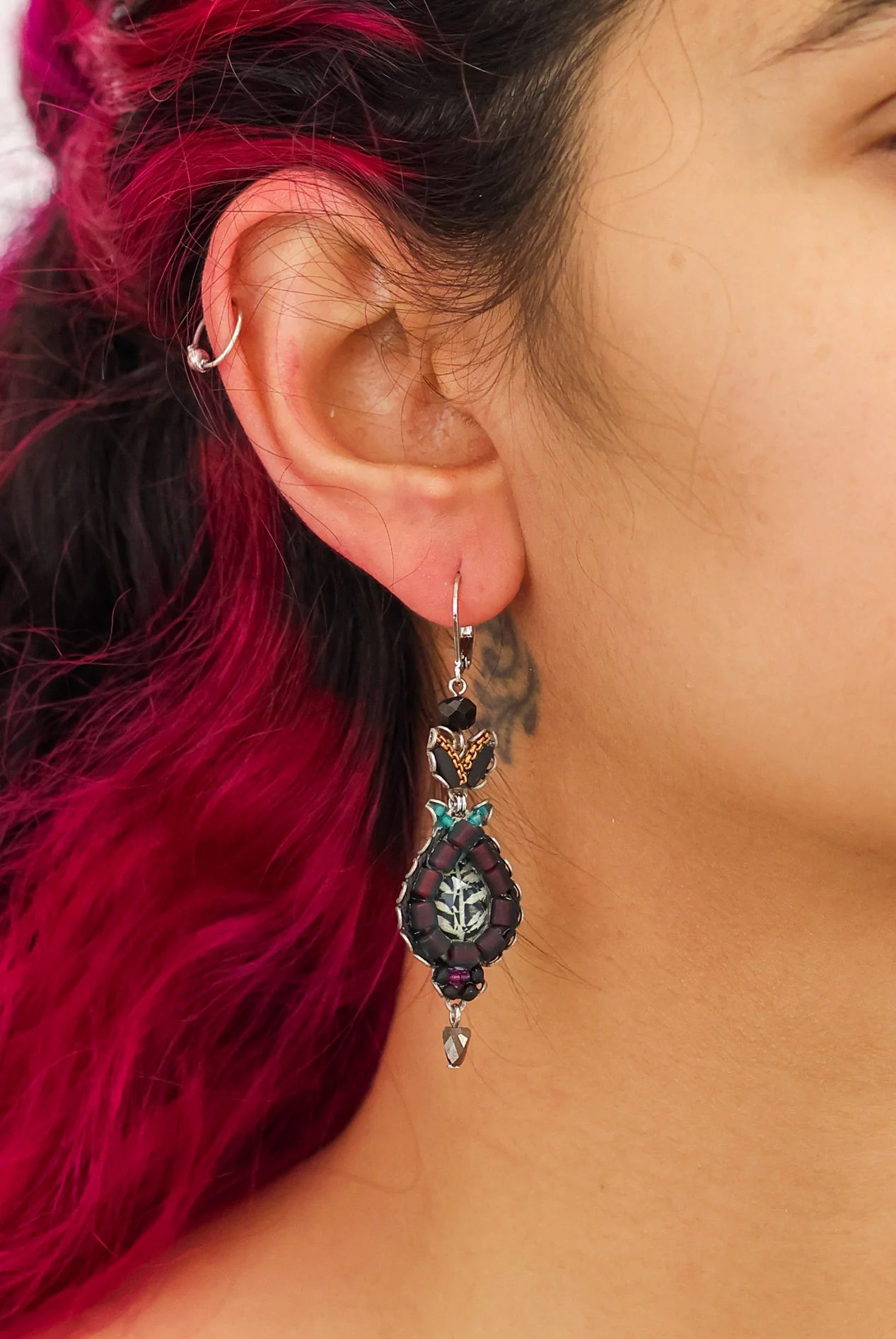 Obsidian Set, Black Drop Earrings, Ink - Image 2