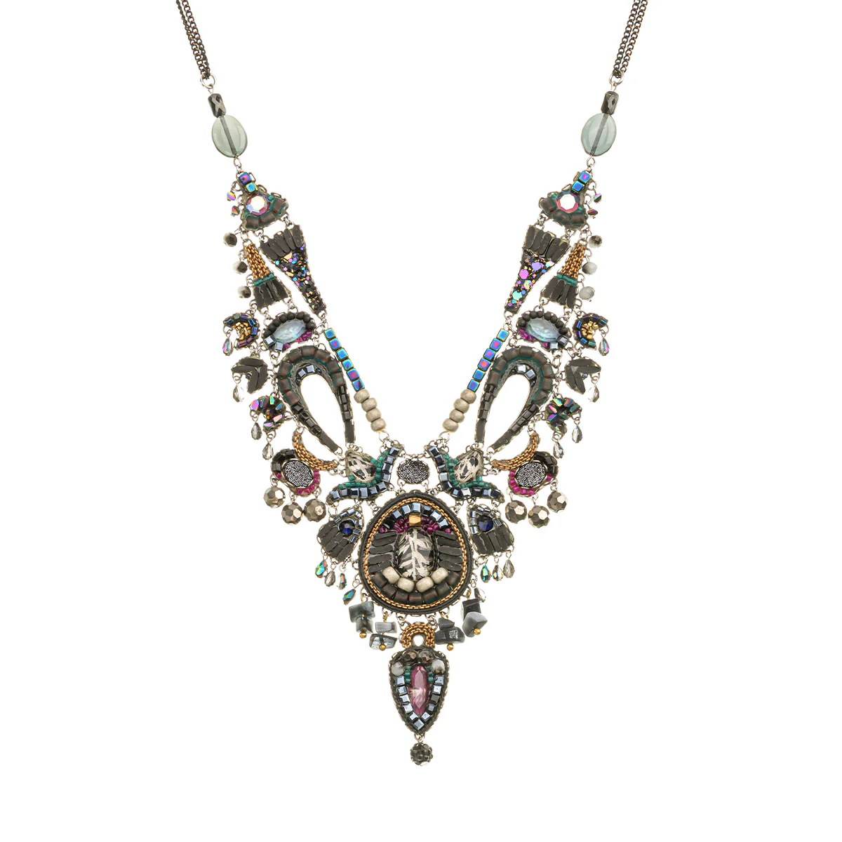 Obsidian Set, Black Statement Necklace, Midnight