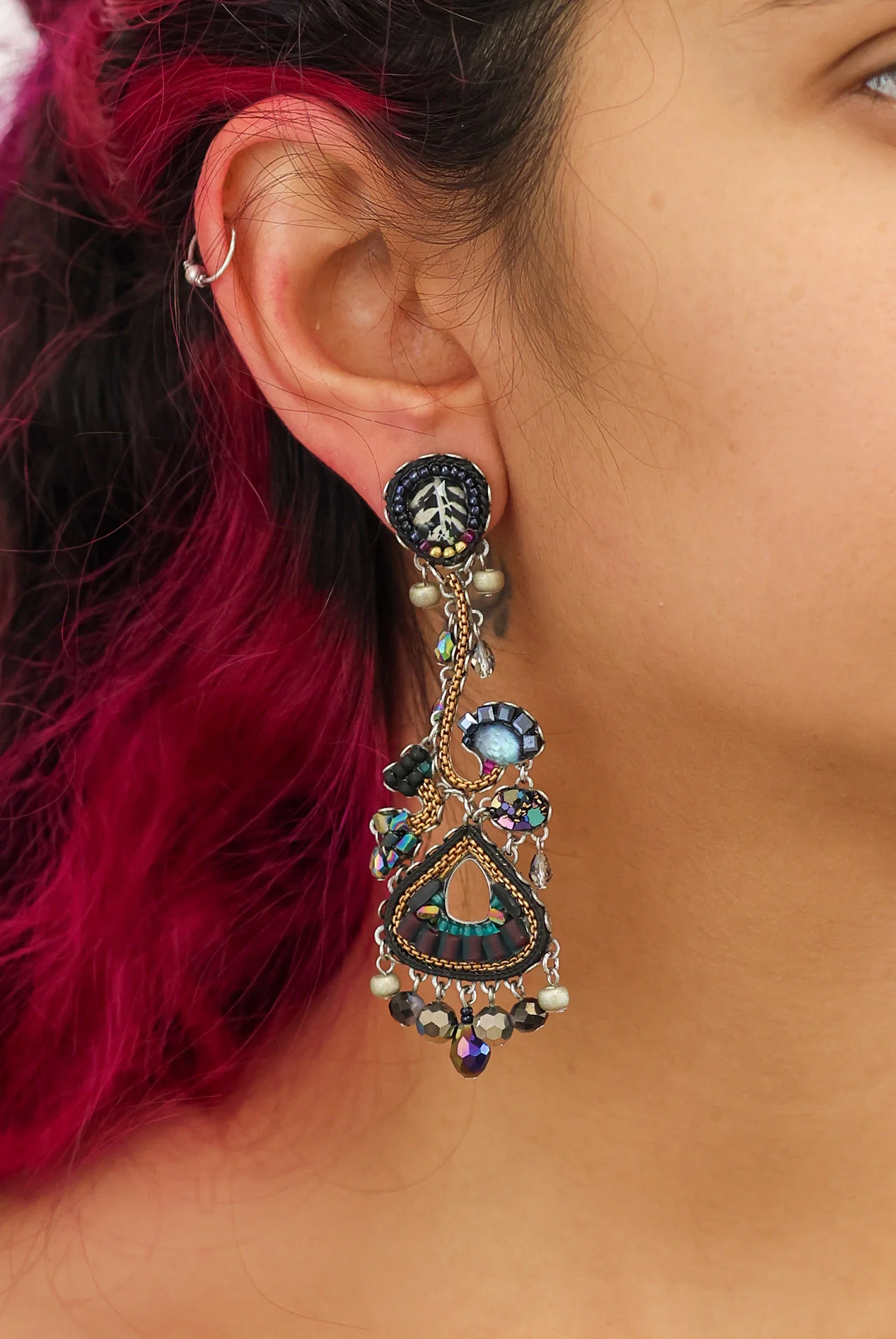 Obsidian Set, Statement  Black Earrings, Dusk - Image 2