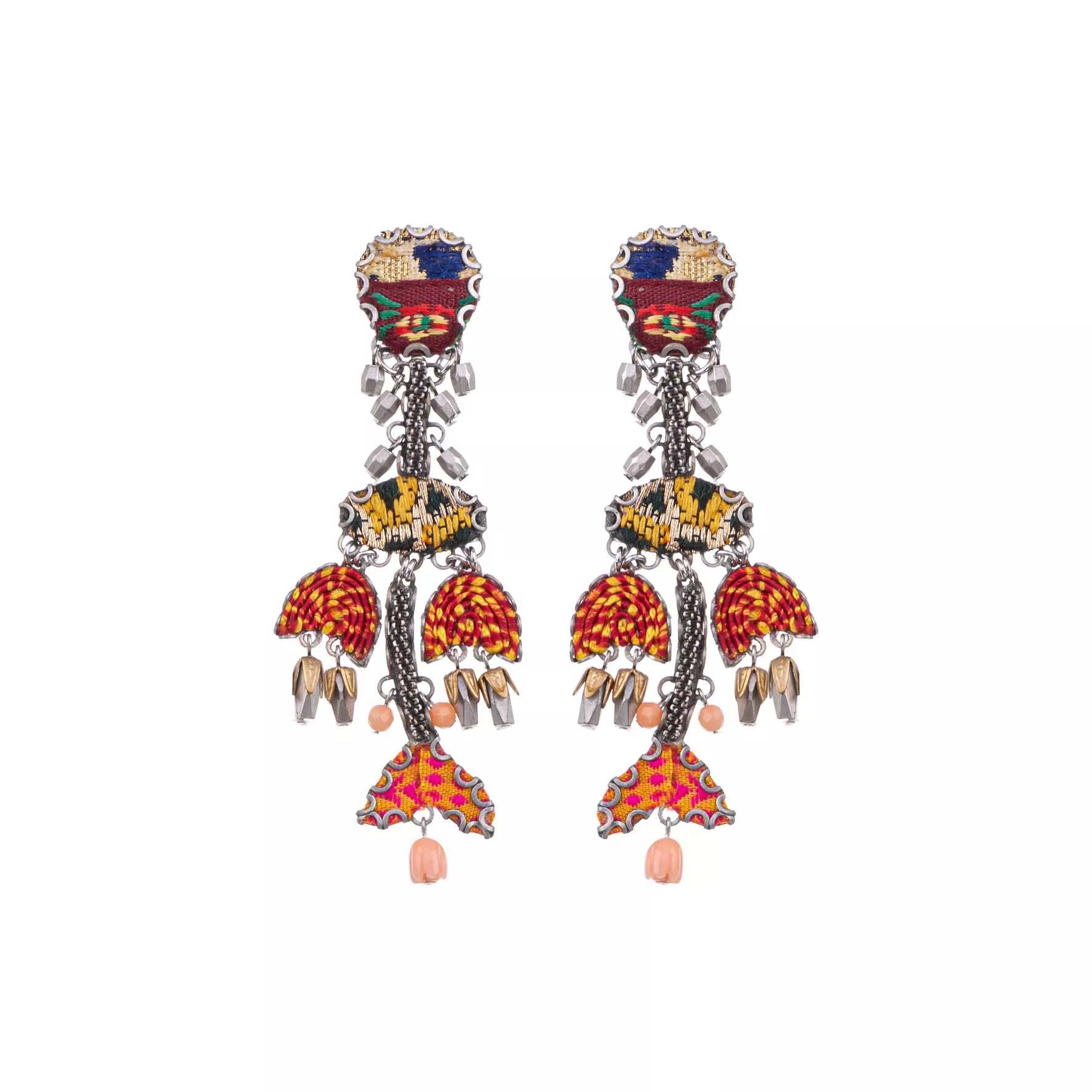 Orange Flower Earrings Embroidered Dream Set, Orin