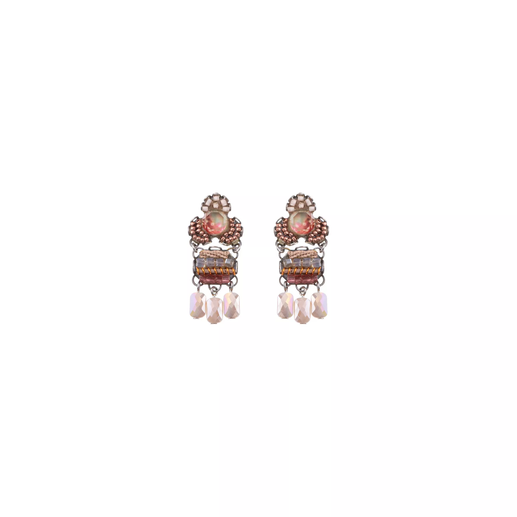 Peach Beaded Earrings Stylish Wedding Set, Nuray